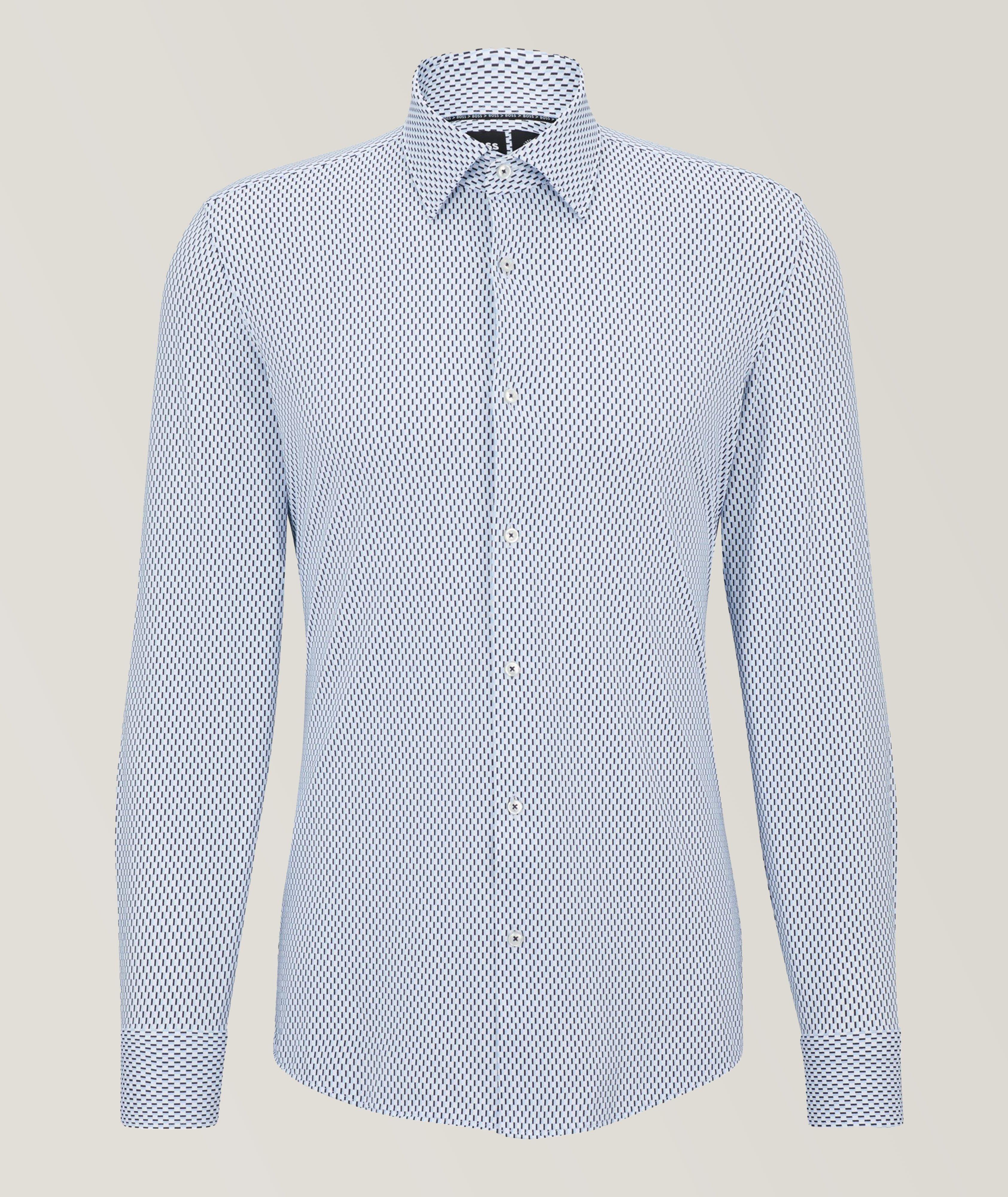 BOSS Slim-Fit Neat Pattern Technical Fabric Dress Shirt