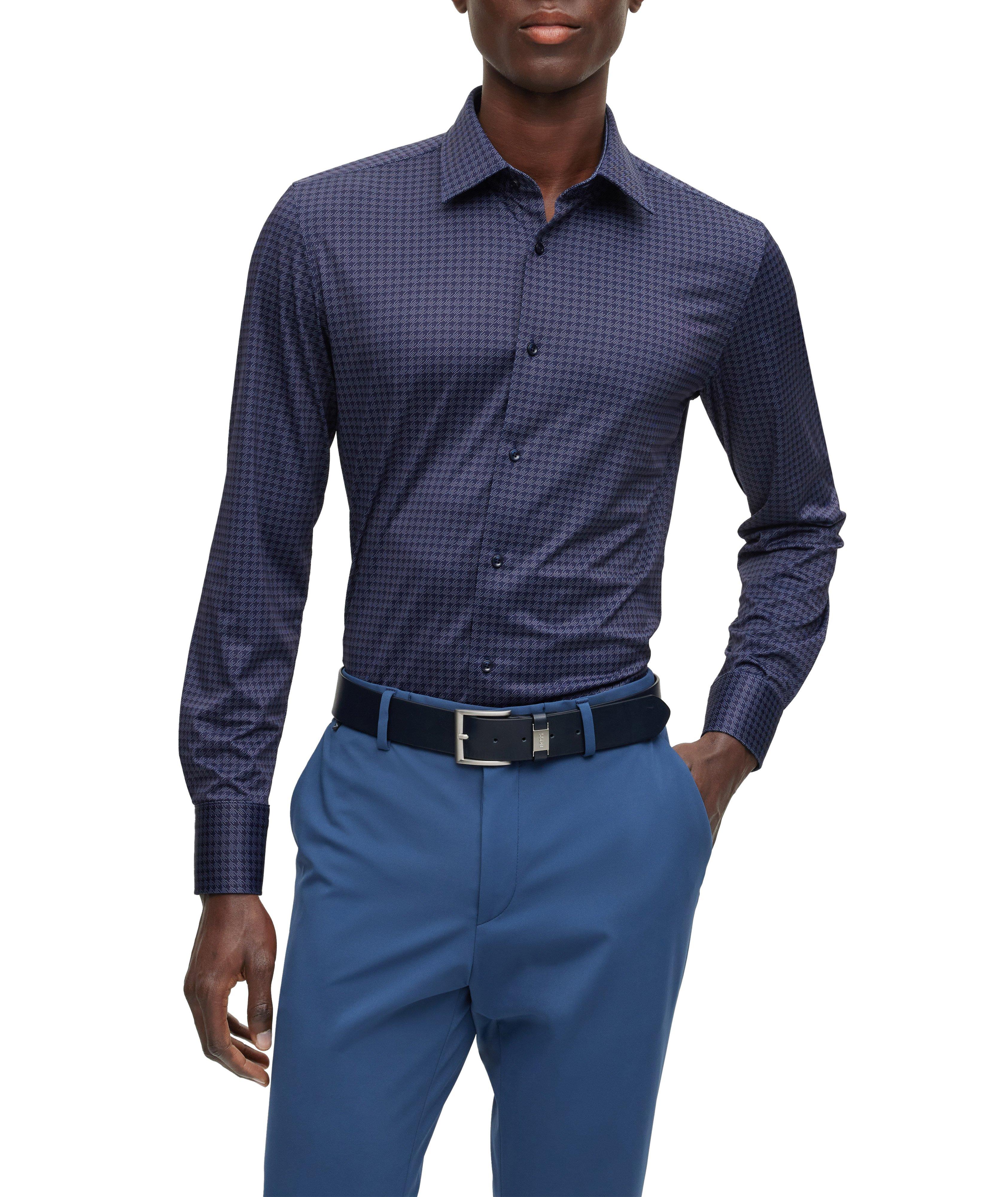 Slim-Fit Houndstooth Stretch-Fabric Dress Shirt image 1