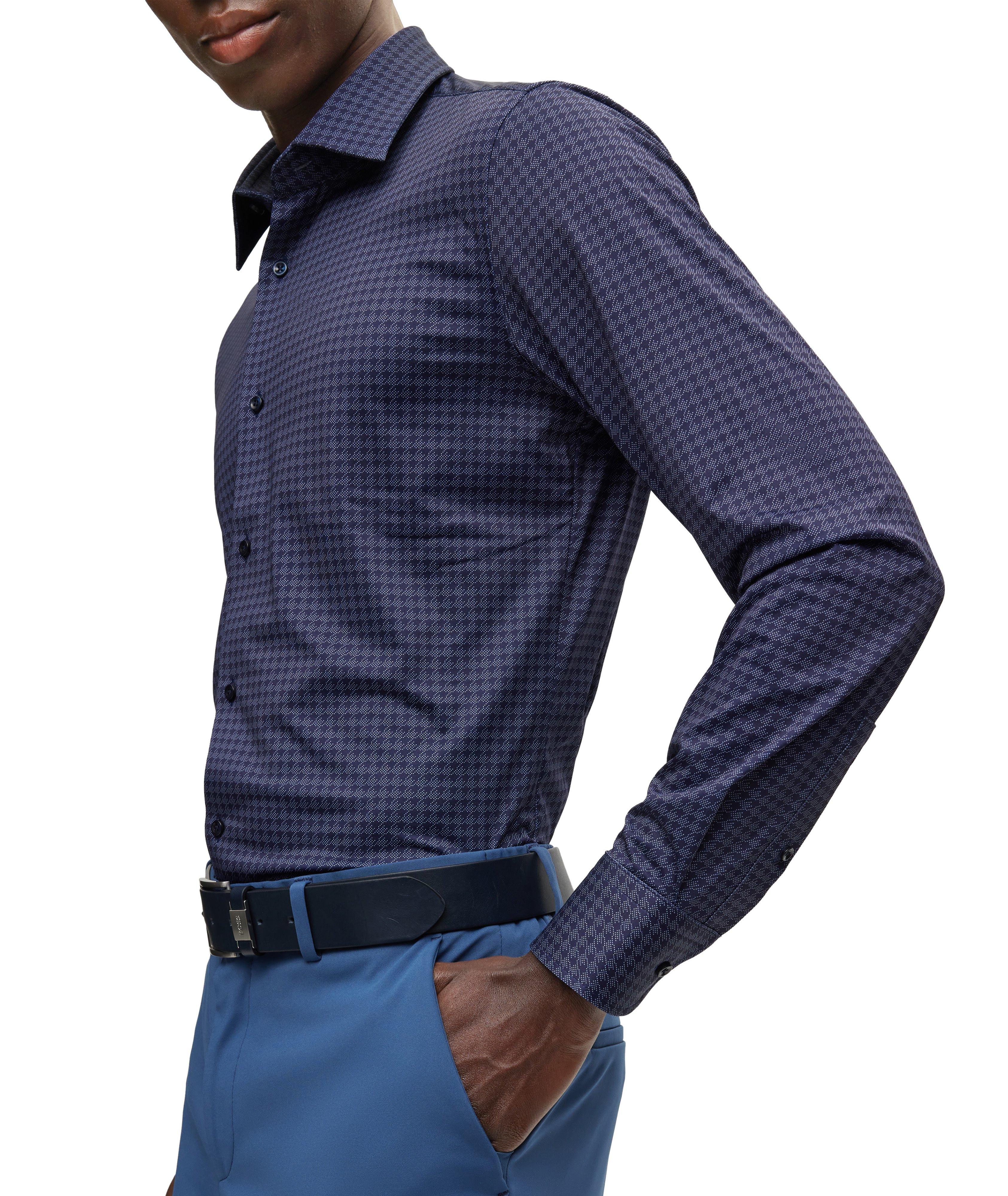 Slim-Fit Houndstooth Stretch-Fabric Dress Shirt image 3
