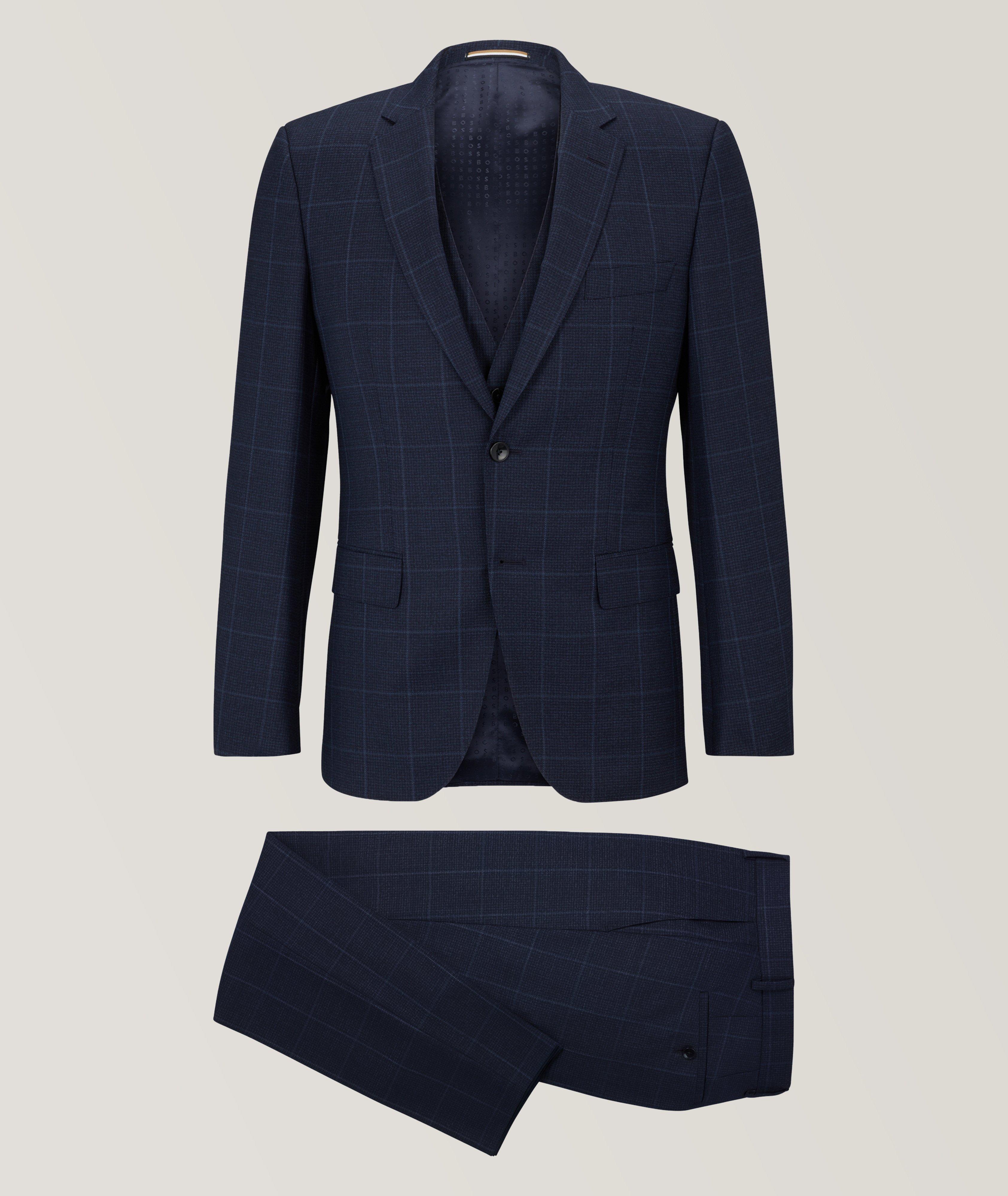 Slim-Fit Checked Pattern Virgin-Wool Suit image 0