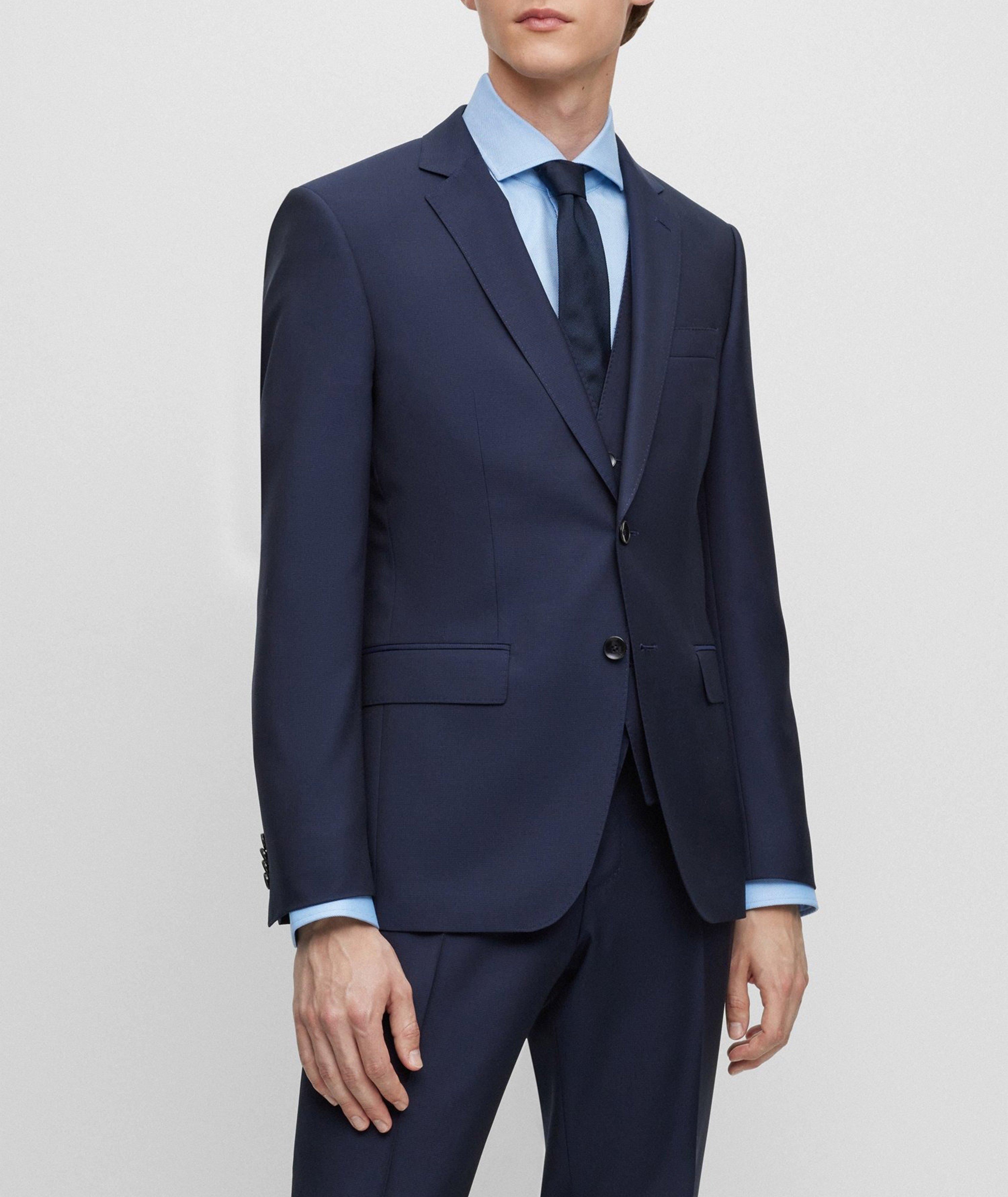 Complet en laine vierge à petit motif de coupe amincie image 1