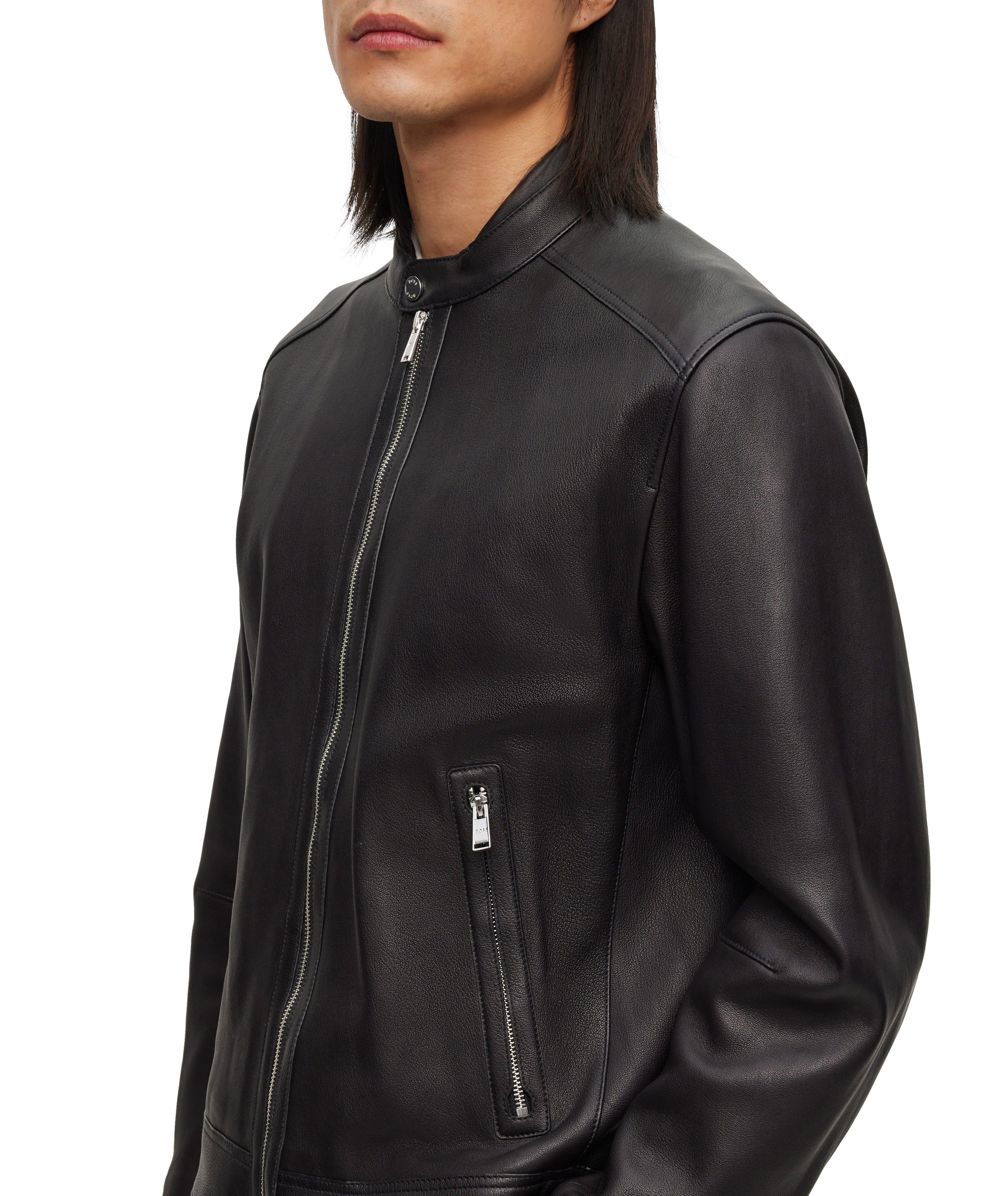 Lambskin Leather Racer Jacket image 3