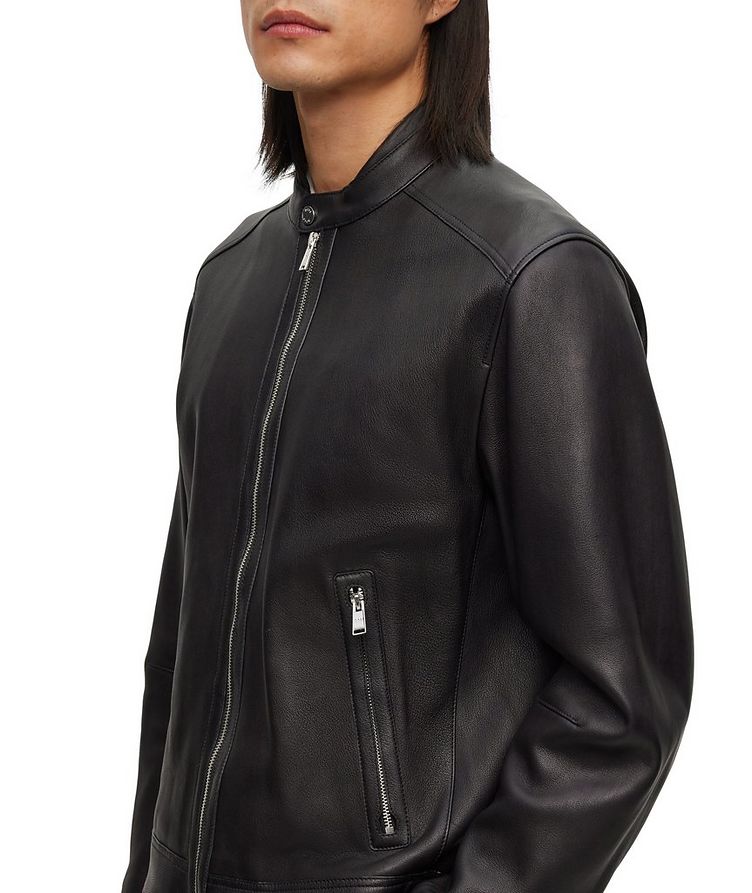 Lambskin Leather Racer Jacket image 3