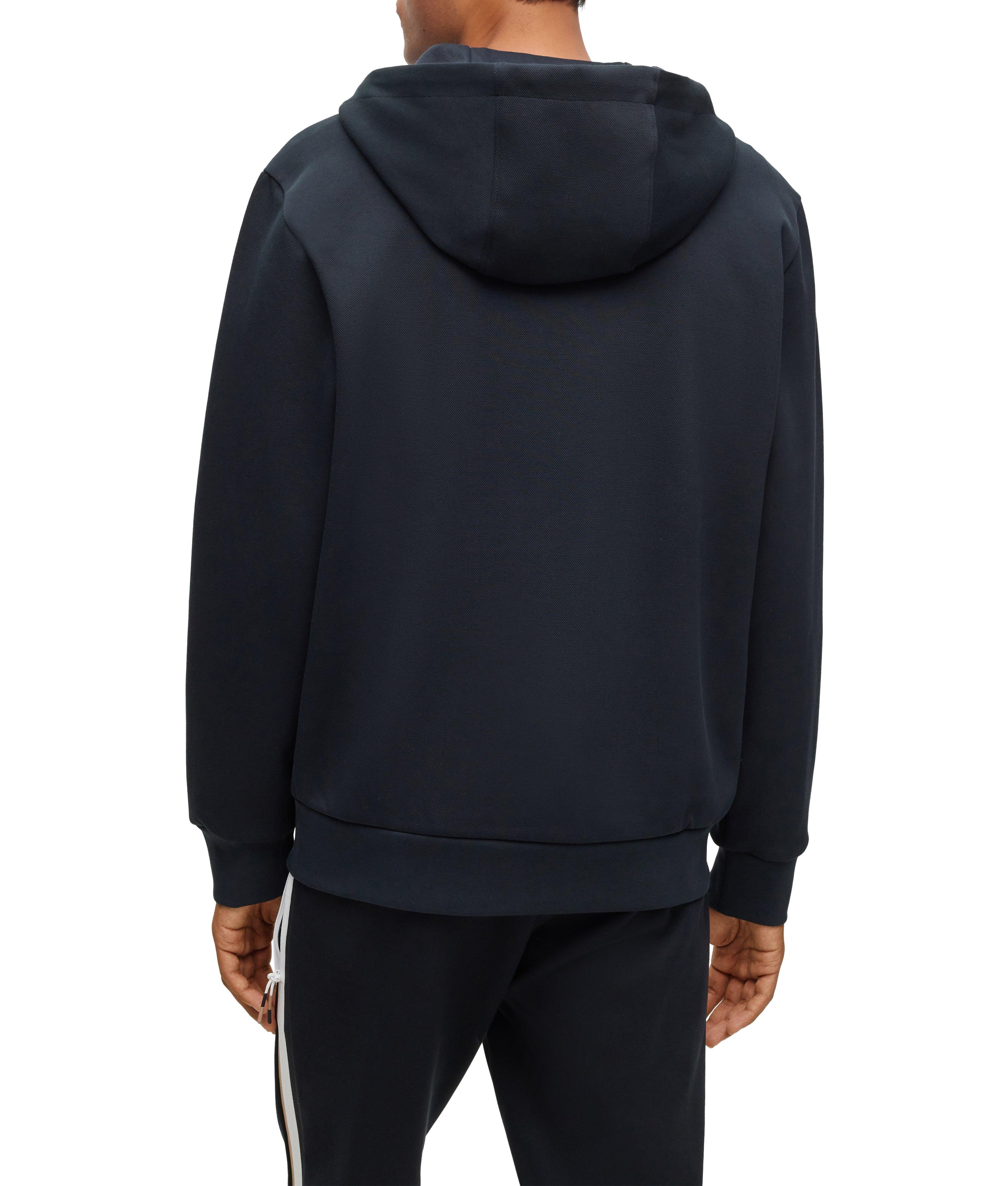 Striped Placket Full-Zip Hooded Sweater image 2