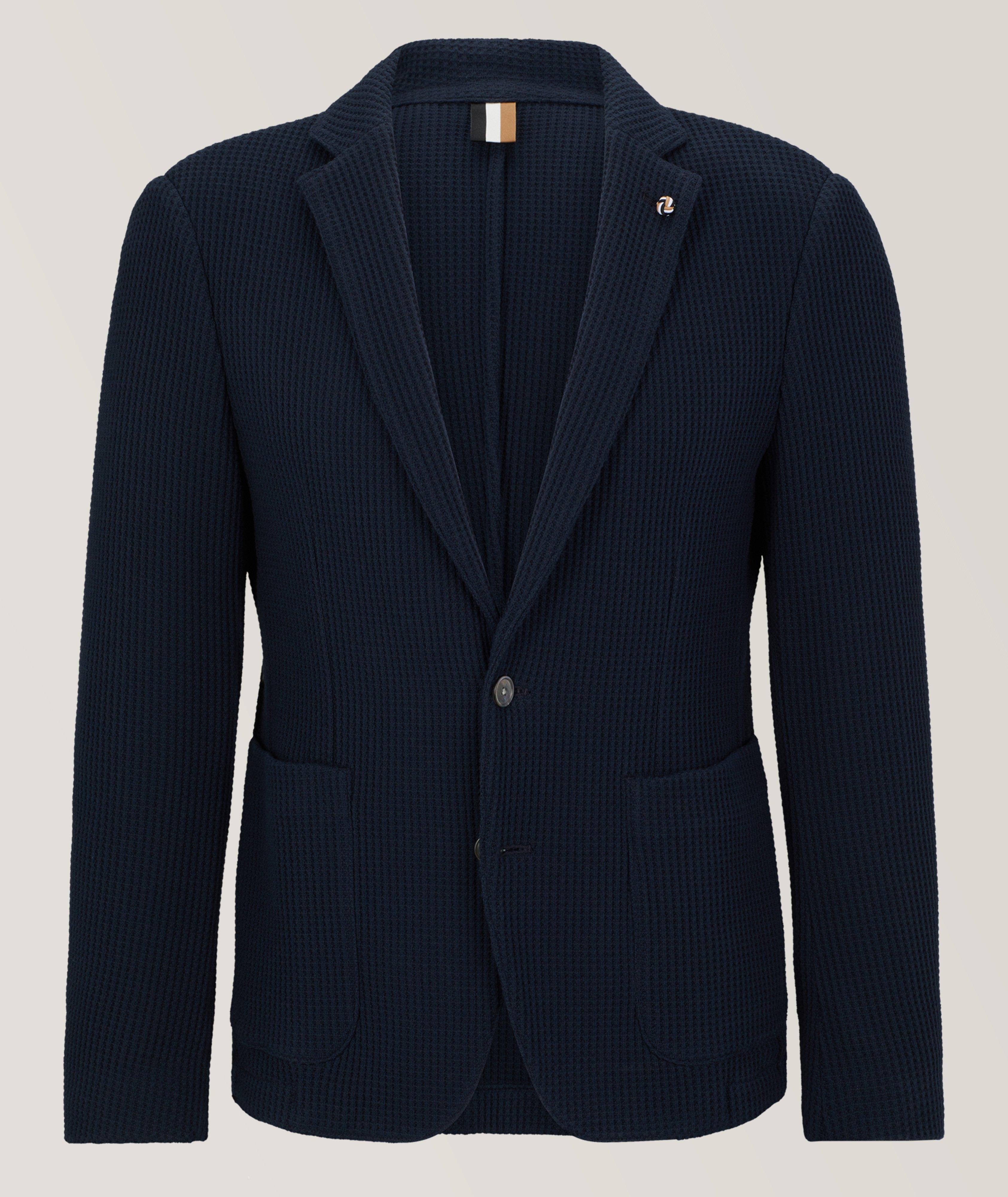 Slim-Fit Textured Cotton Blend Sport Jacket image 0