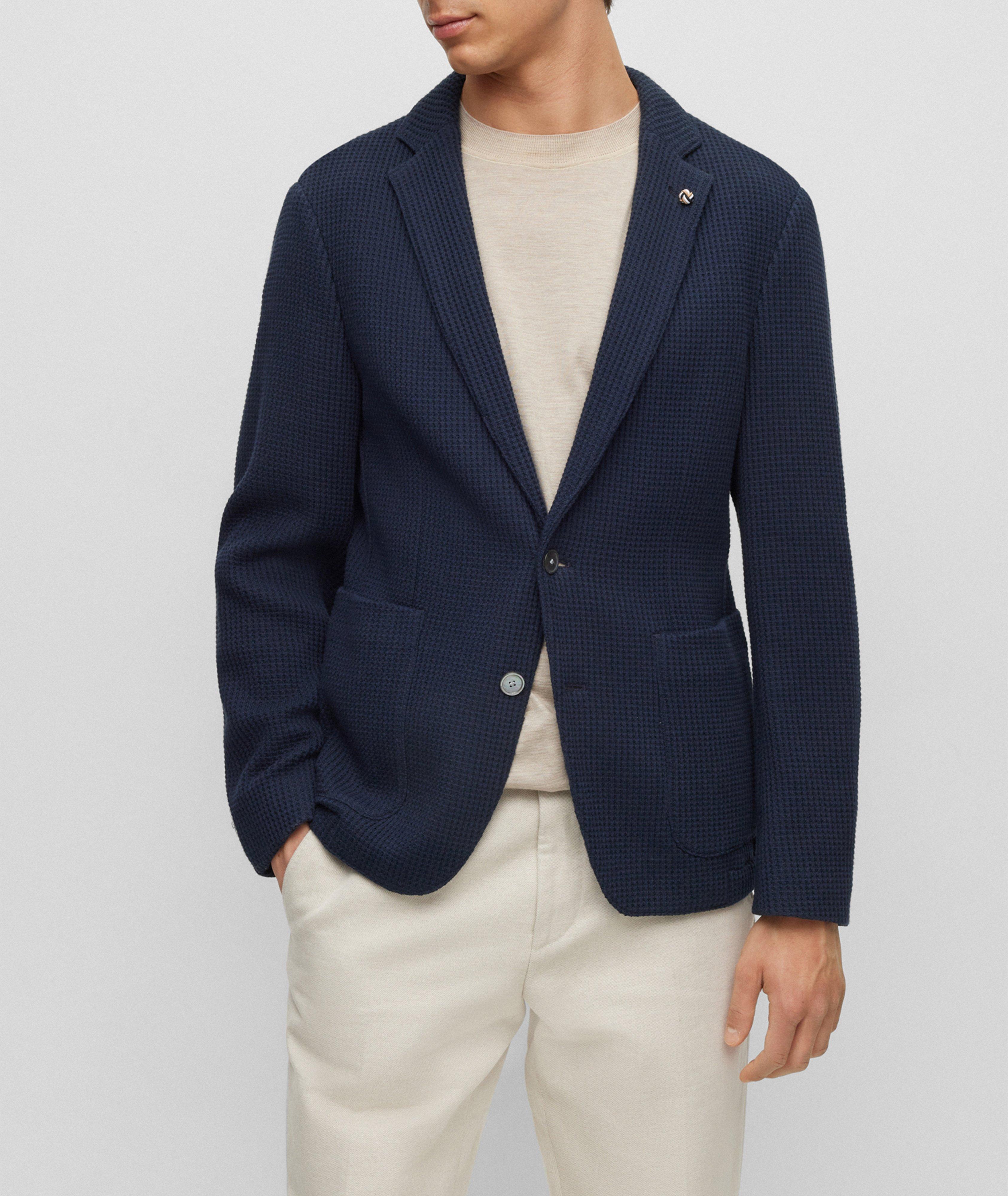 Slim-Fit Textured Cotton Blend Sport Jacket image 1