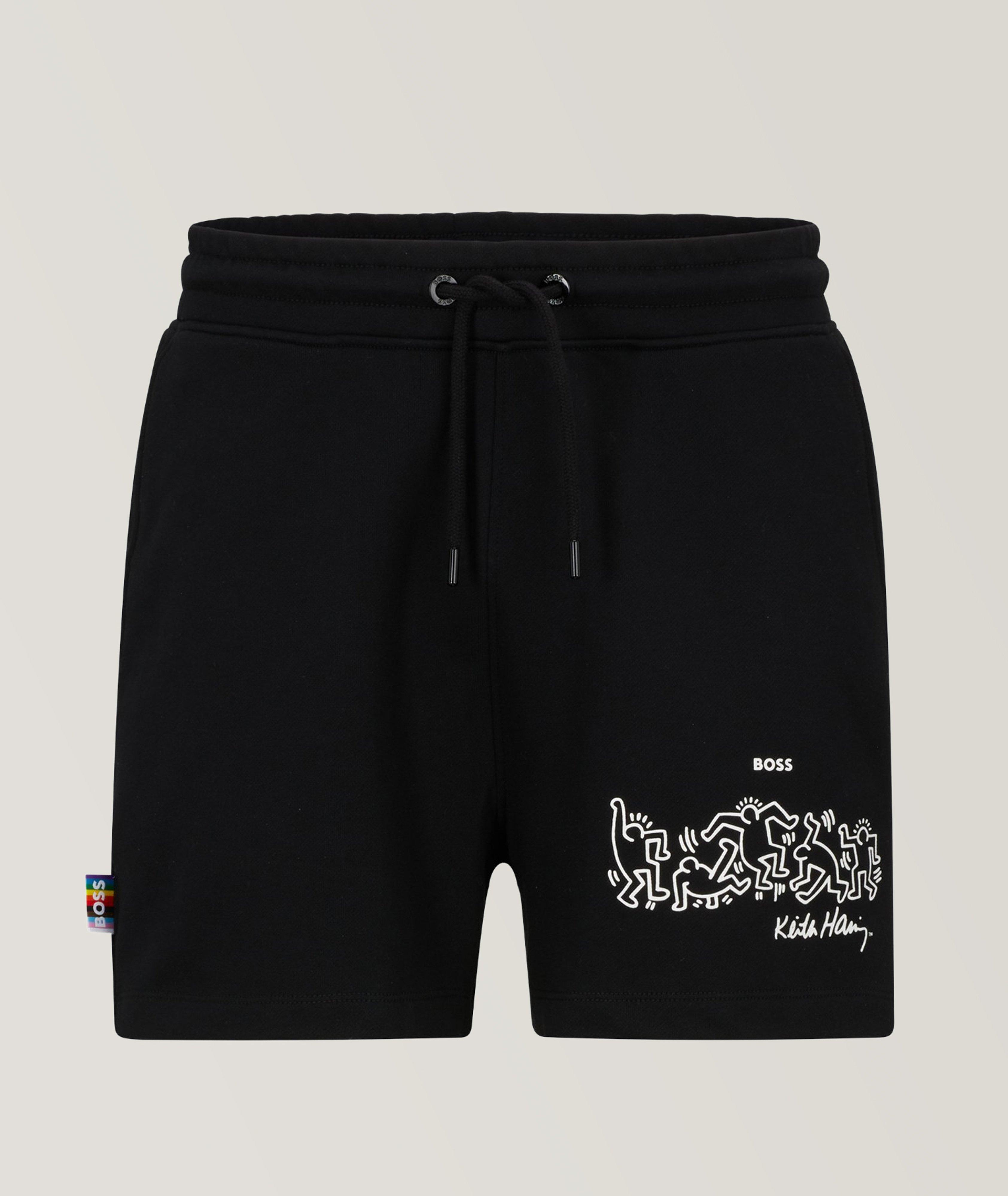 BOSS - Cotton shorts with stripes and logo