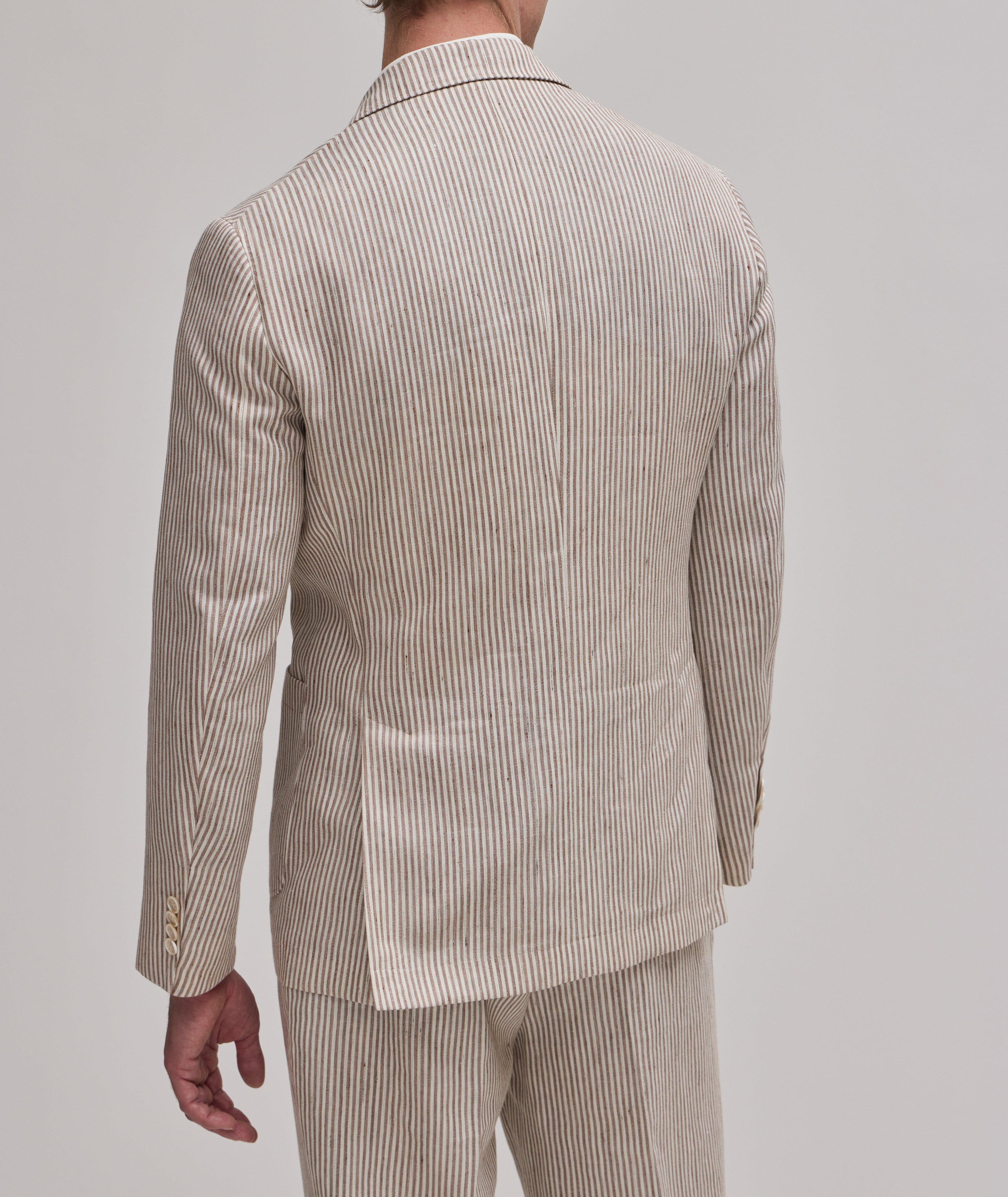 Striped Linen-Wool Unstructured Sport Jacket image 2