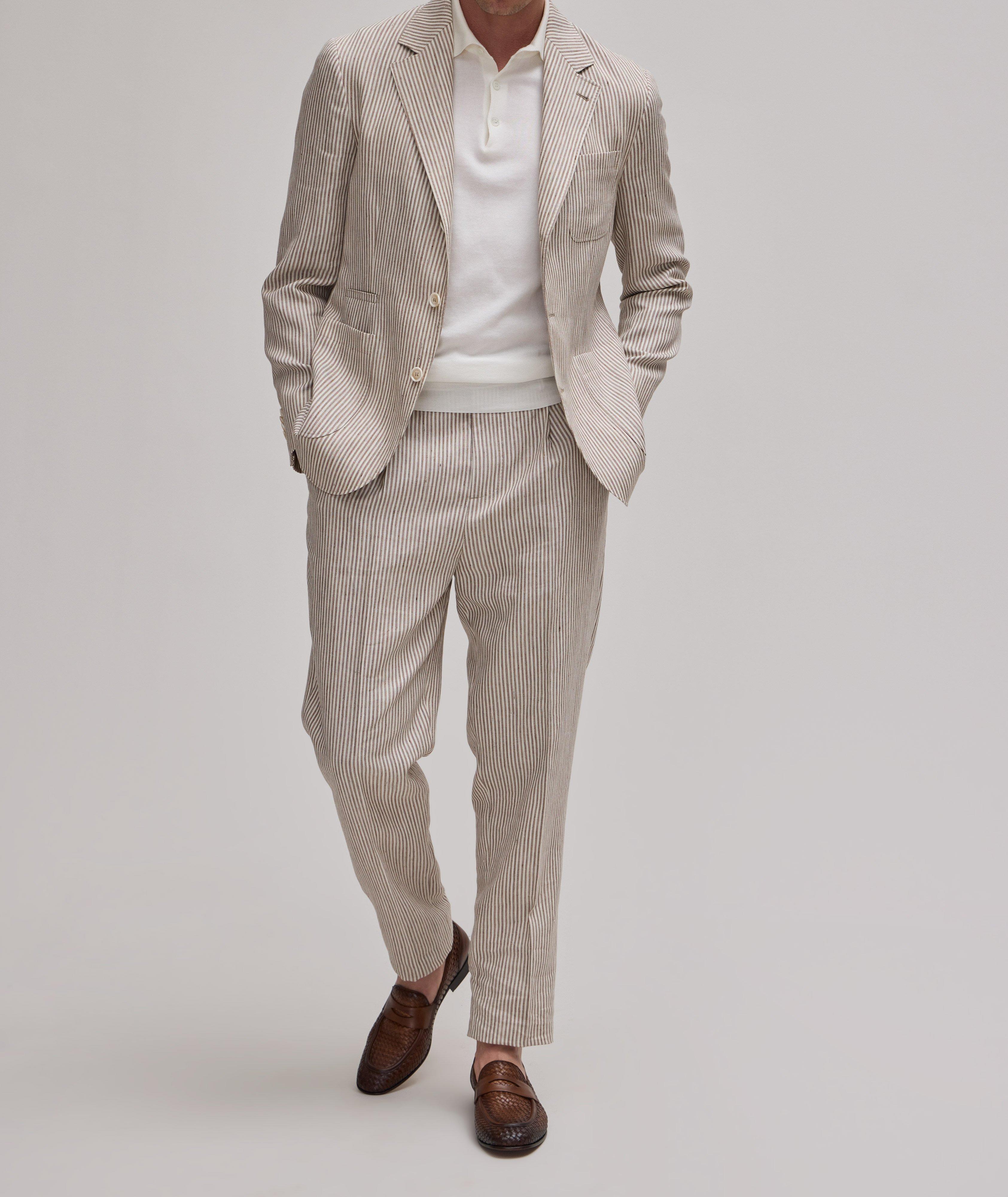 Striped Linen-Wool Unstructured Sport Jacket image 3