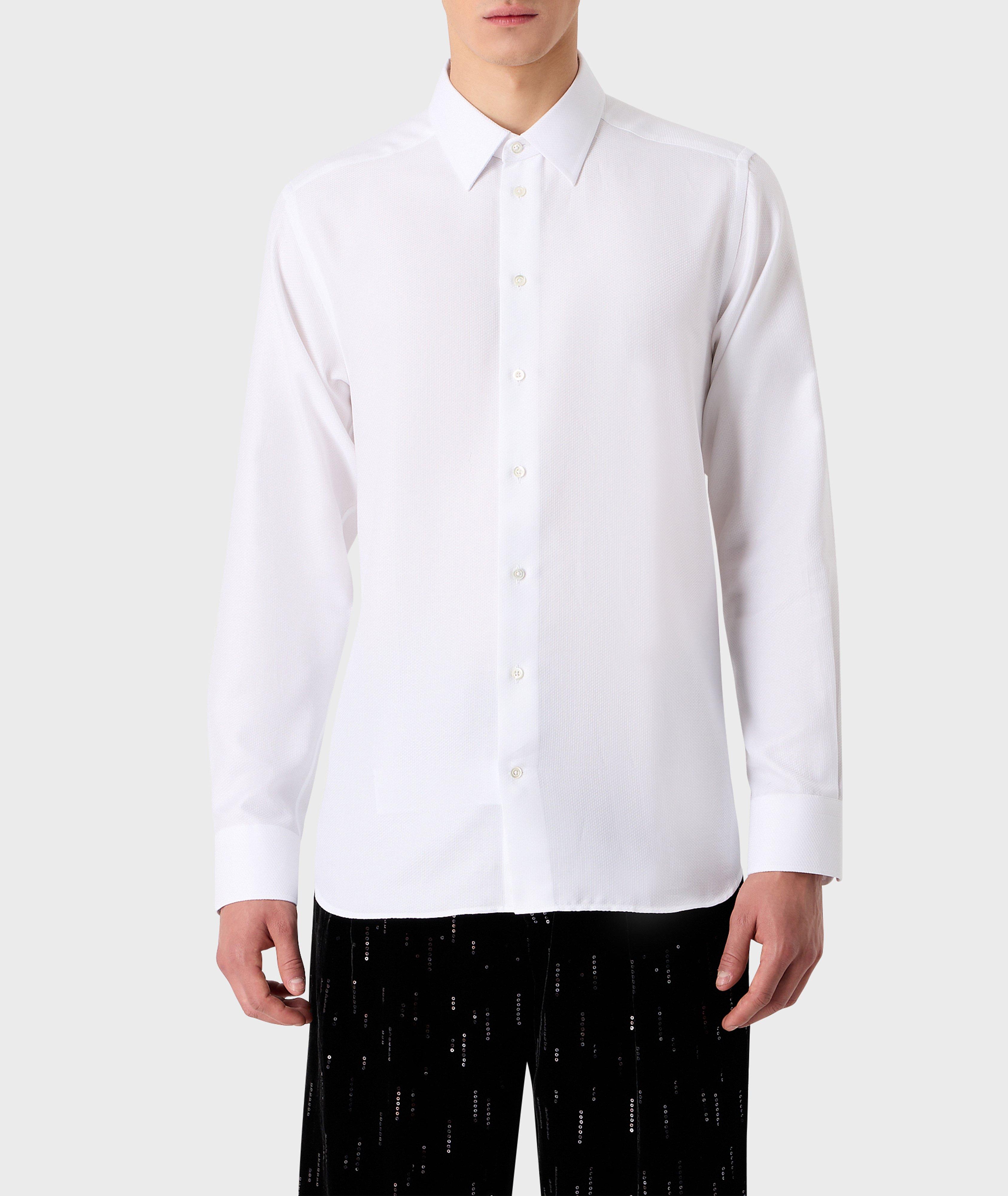 Micro-Pattern Poplin Cotton Dress Shirt image 1