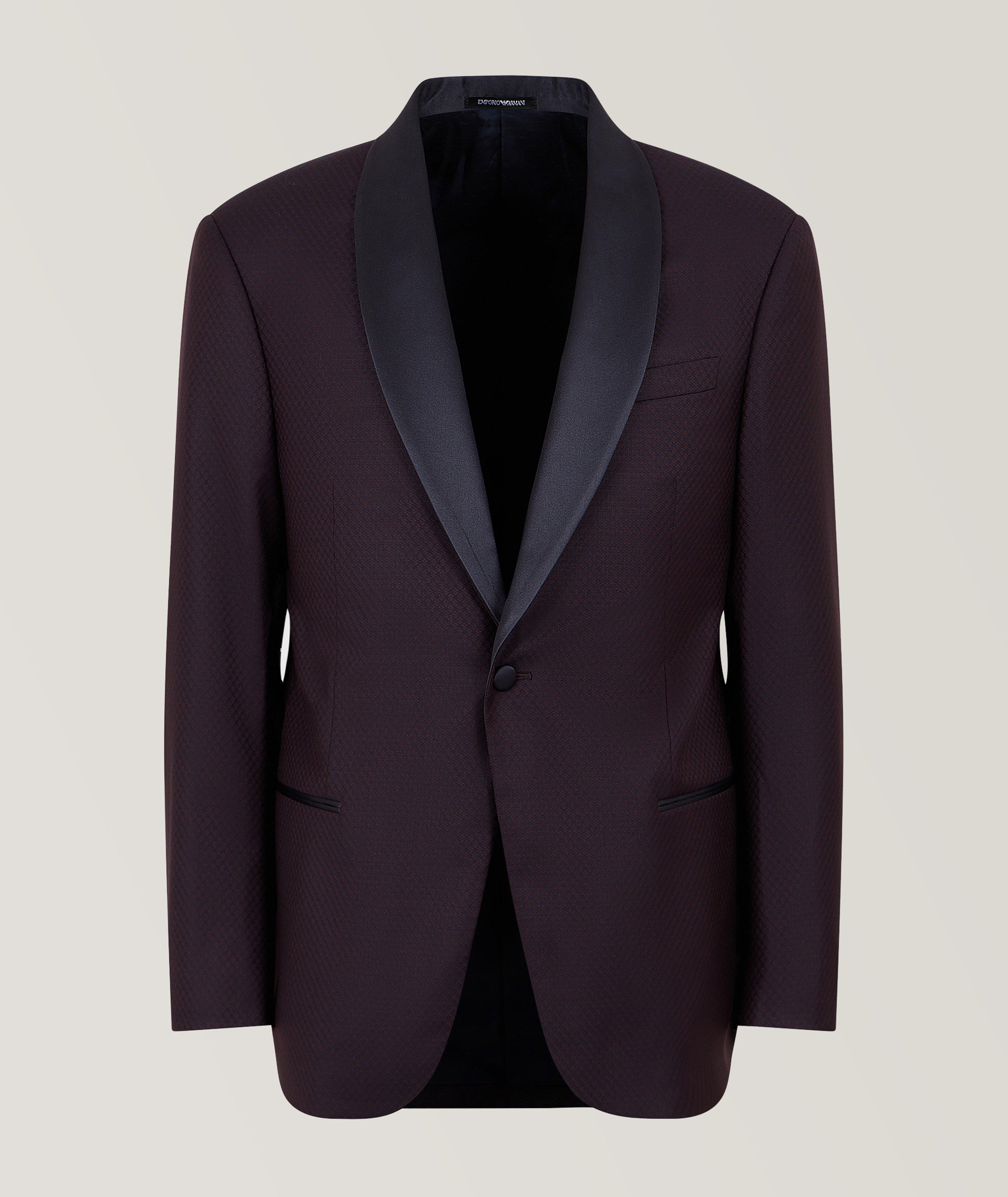 Emporio Armani G Line Micro Medallion Stretch Wool Tuxedo Jacket