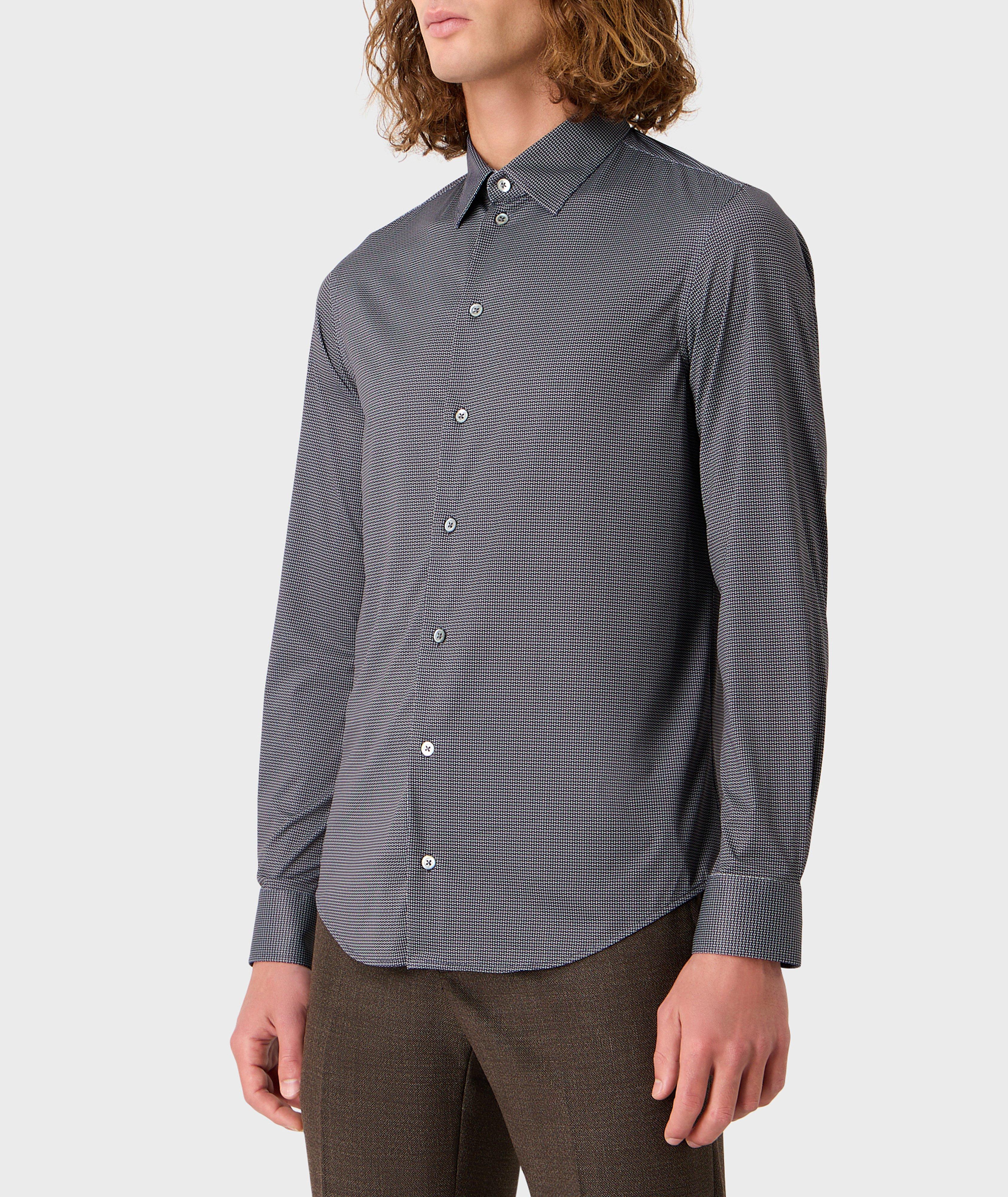 Micro Geometric Stretch-Fabric Sport Shirt image 1