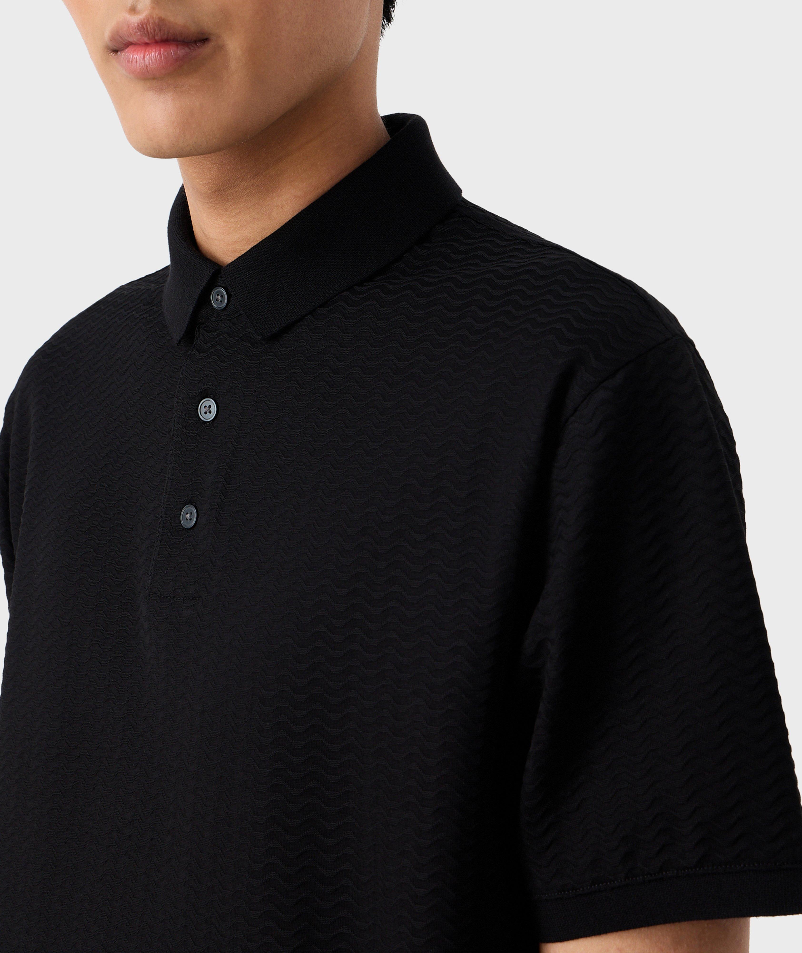 Jacquard Cotton Jersey Knit Polo image 3