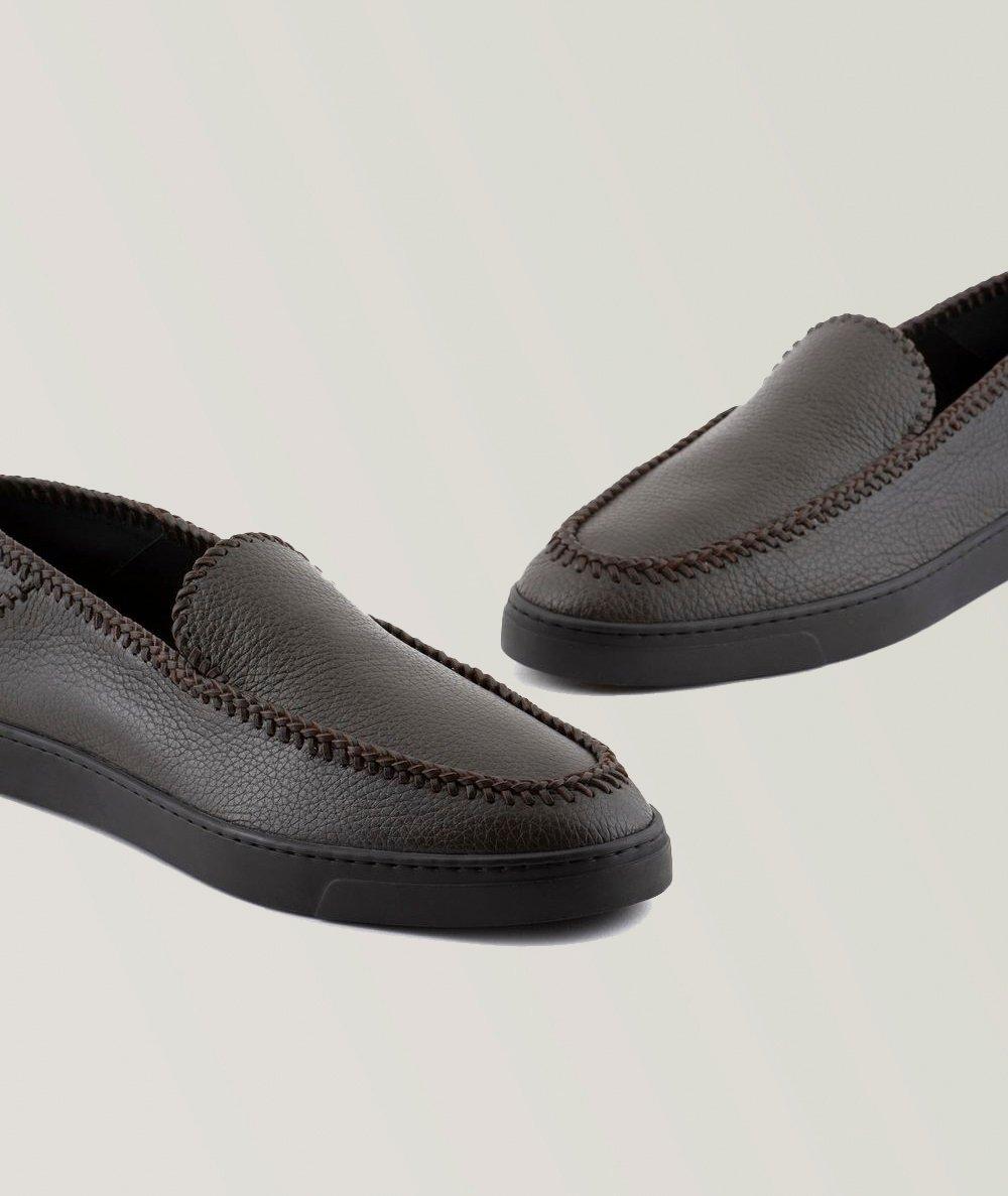Mocassin en cuir de chevreuil avec surpiqures apparentes image 3