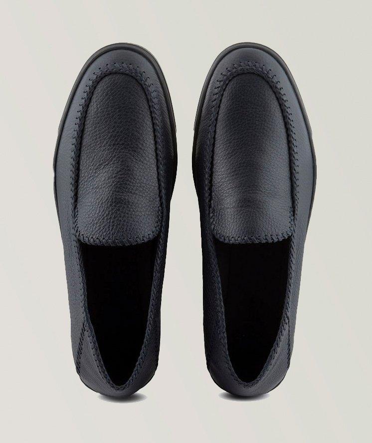 Exposed Threading Deerskin Leather Slip-Ons