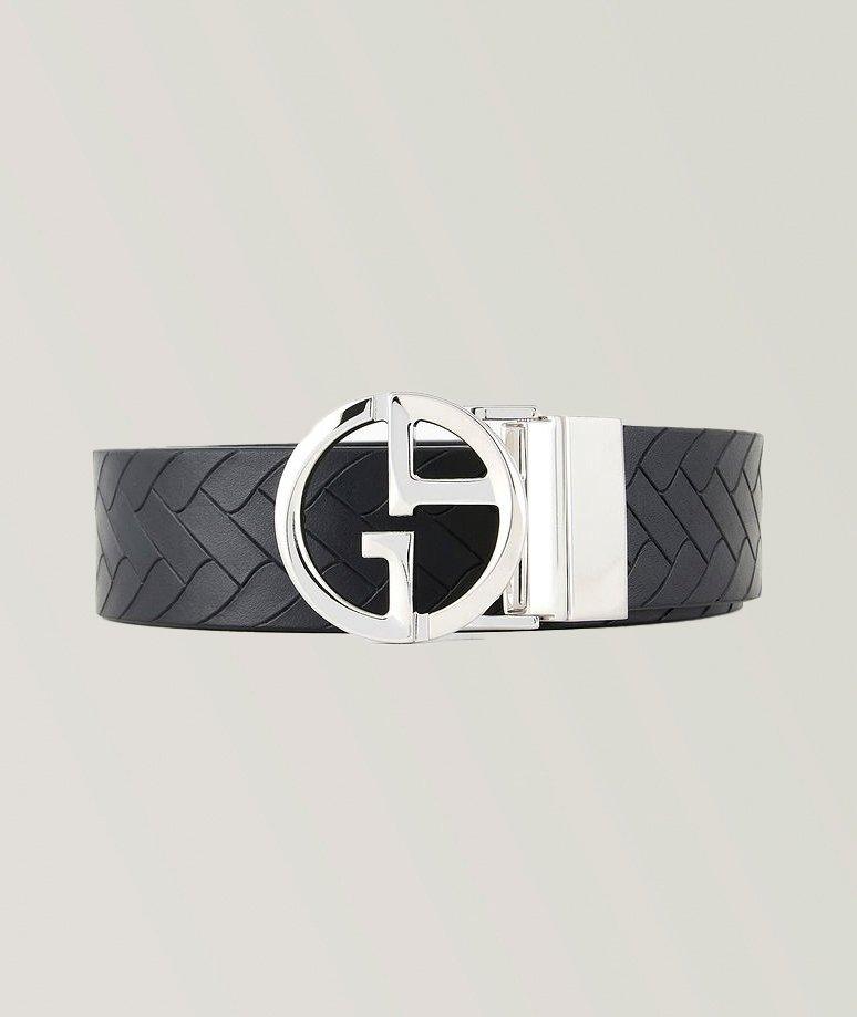 Herringbone Textured Leather Belt image 0