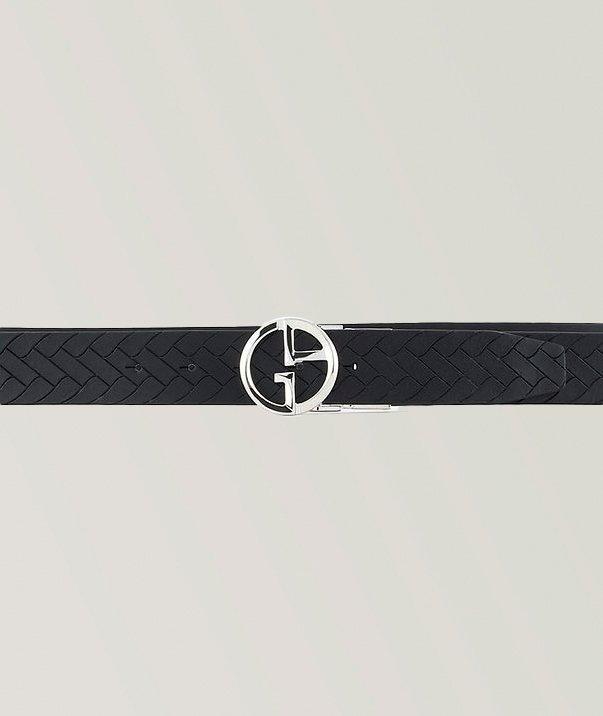 Herringbone Textured Leather Belt image 1