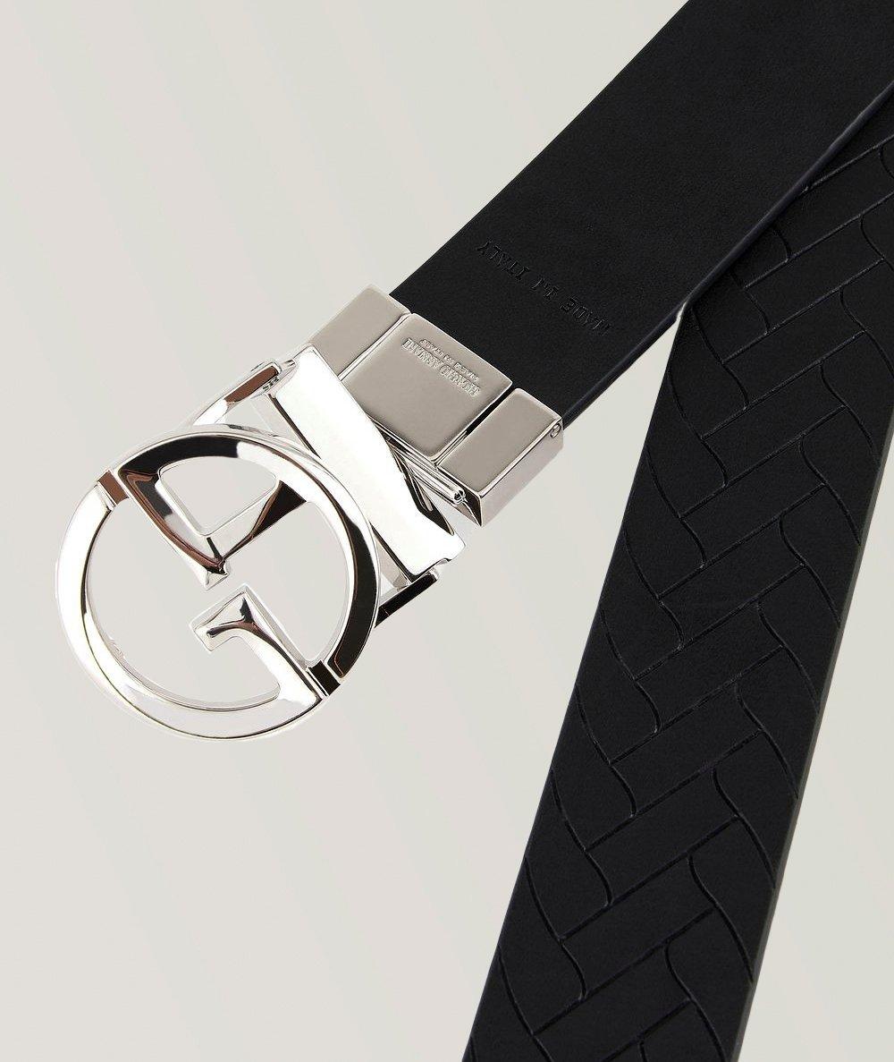 Herringbone Textured Leather Belt