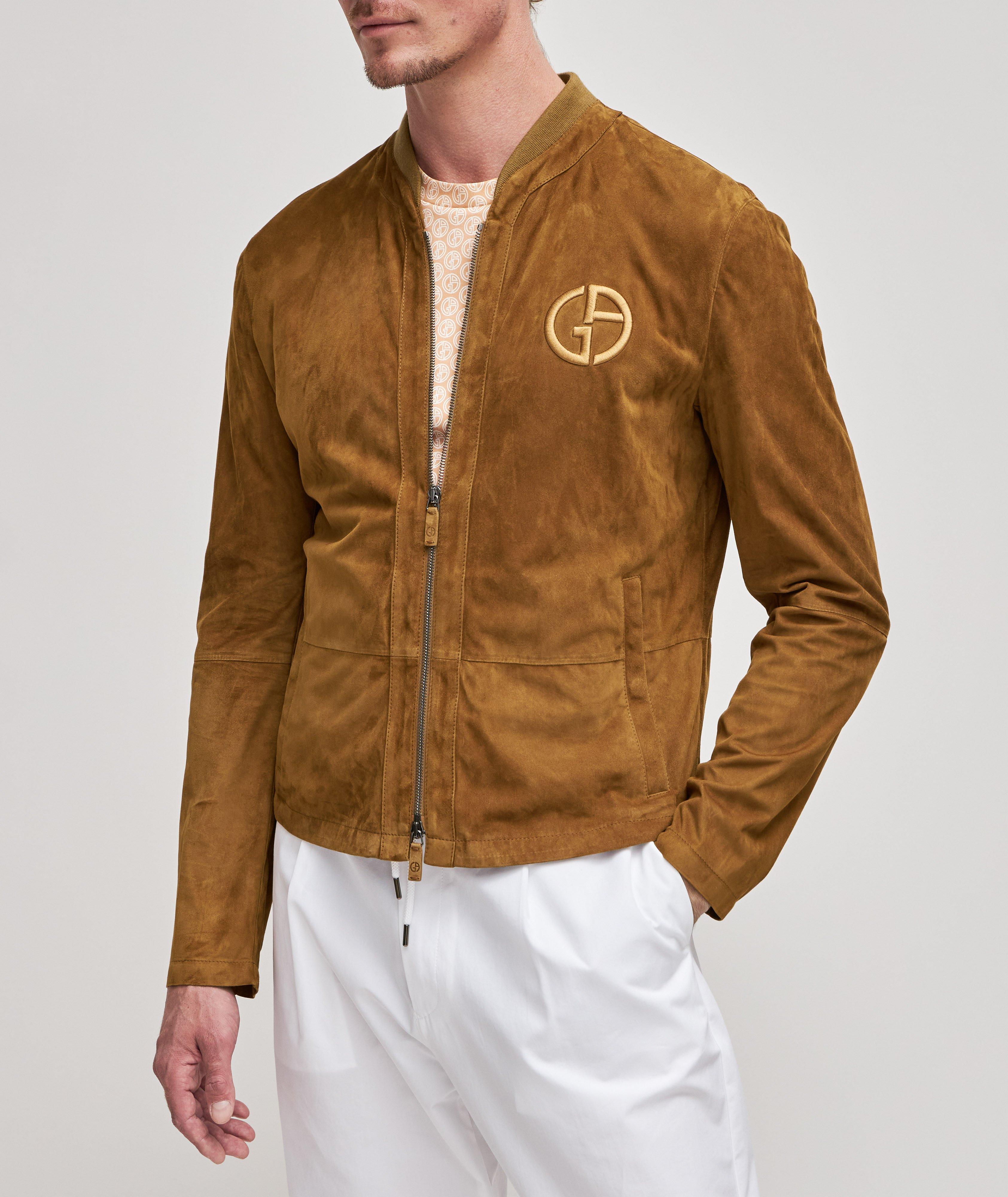 Embroirdered Monogram Logo Suede Blouson Jacket image 1