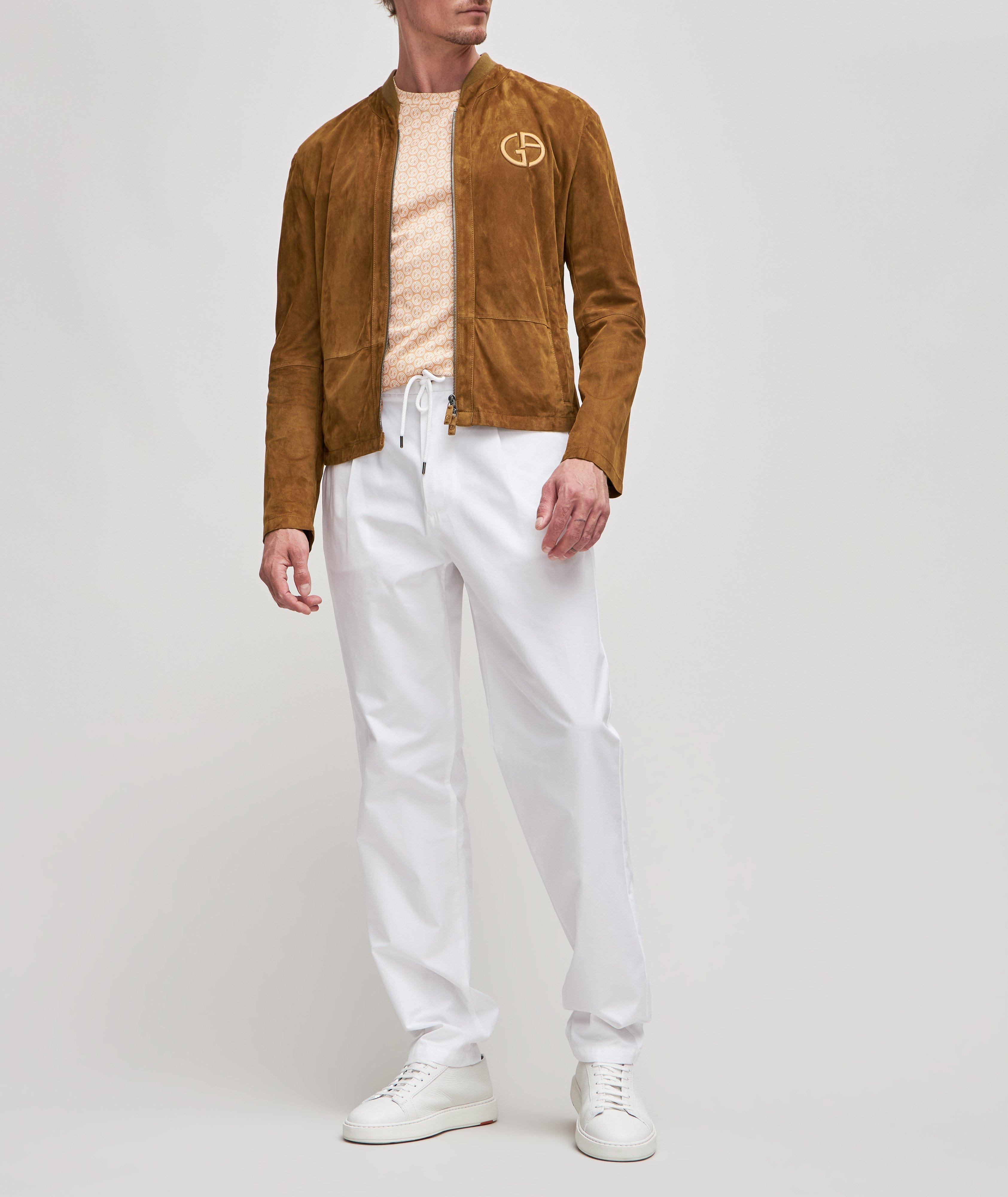 Embroirdered Monogram Logo Suede Blouson Jacket image 3