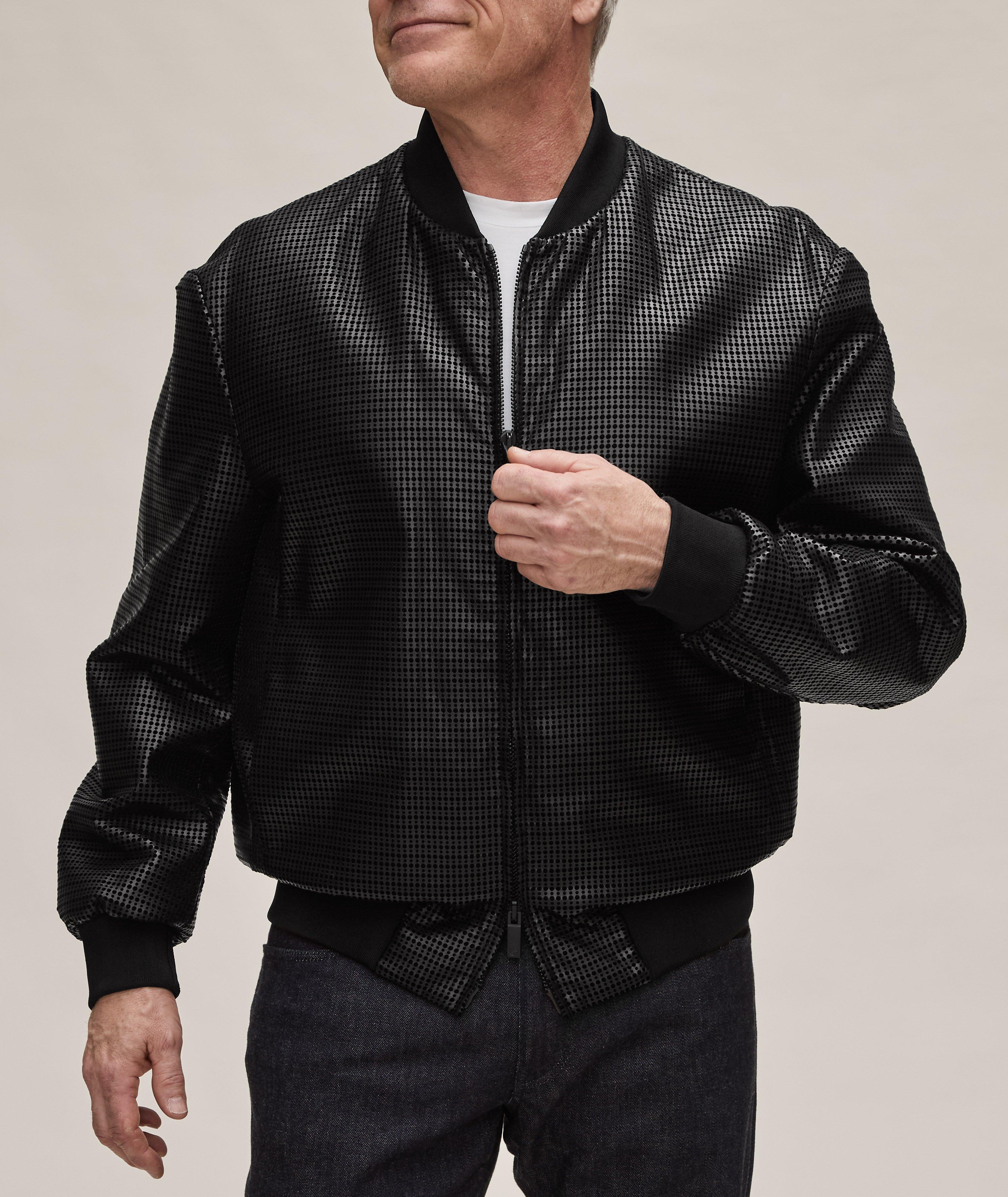 Geometric Leather Bomber Jacket image 1