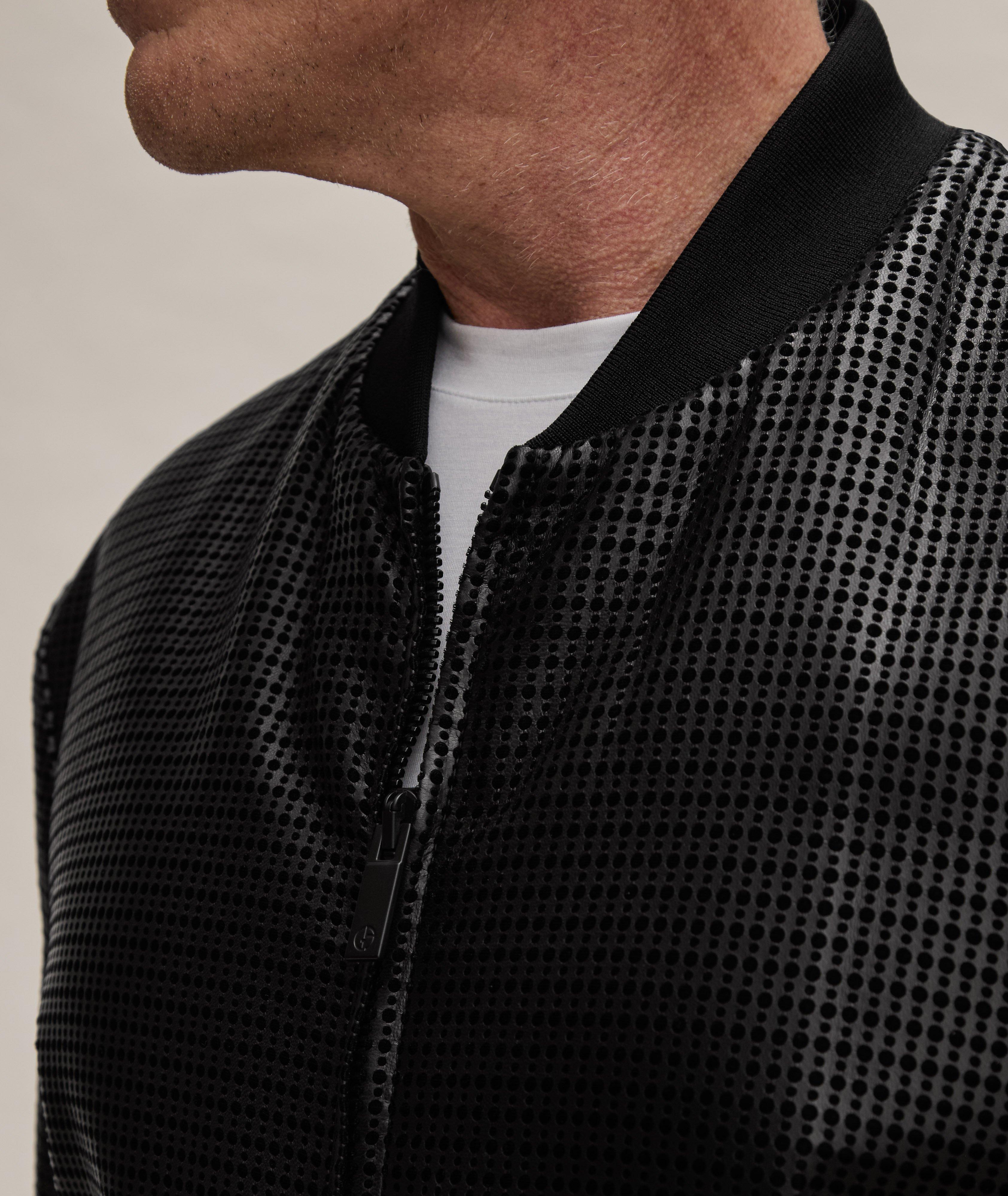 Geometric Leather Bomber Jacket image 3