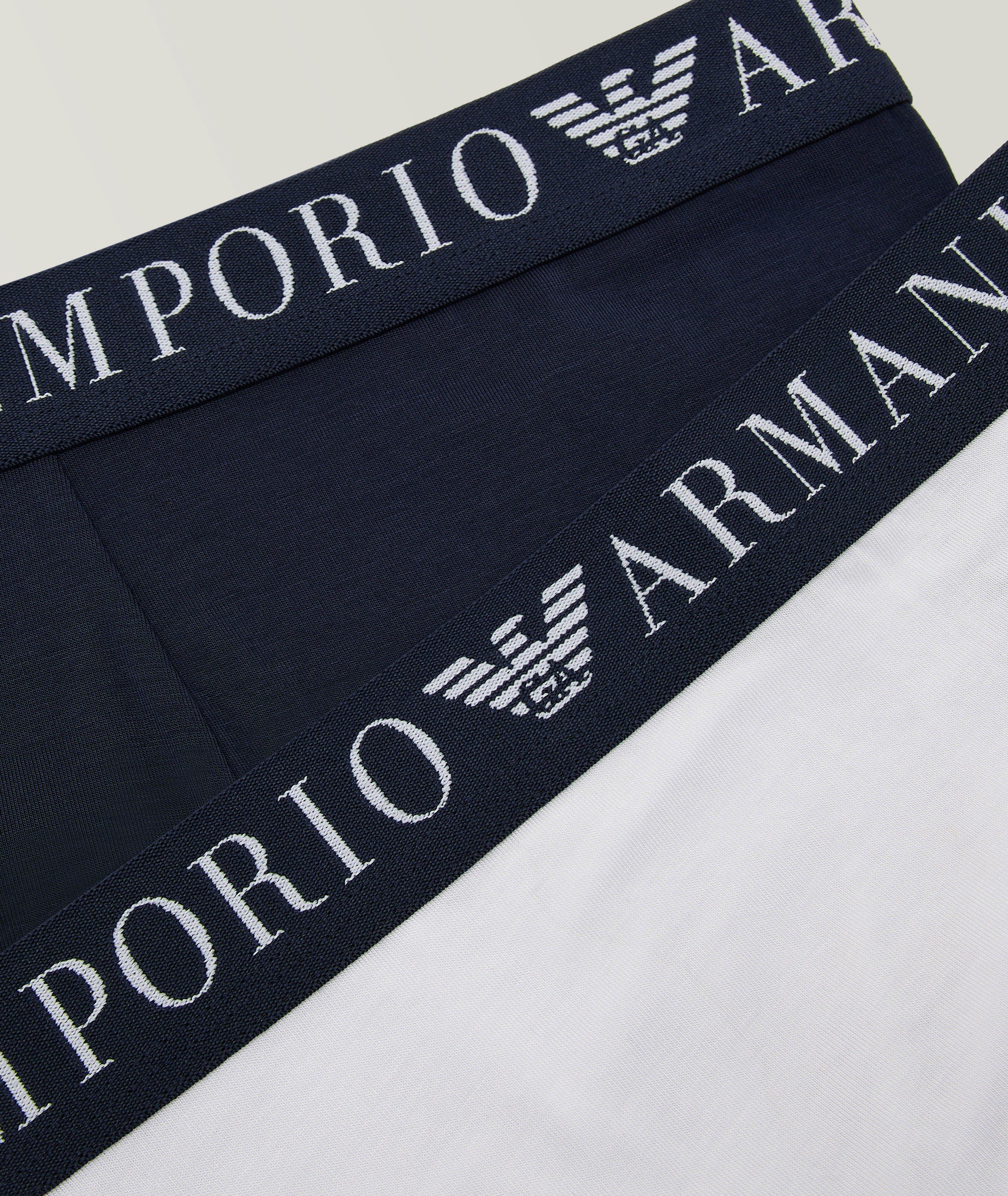 Two-Pack Tonal Logo Band Stretch-Cotton Boxer Briefs image 1