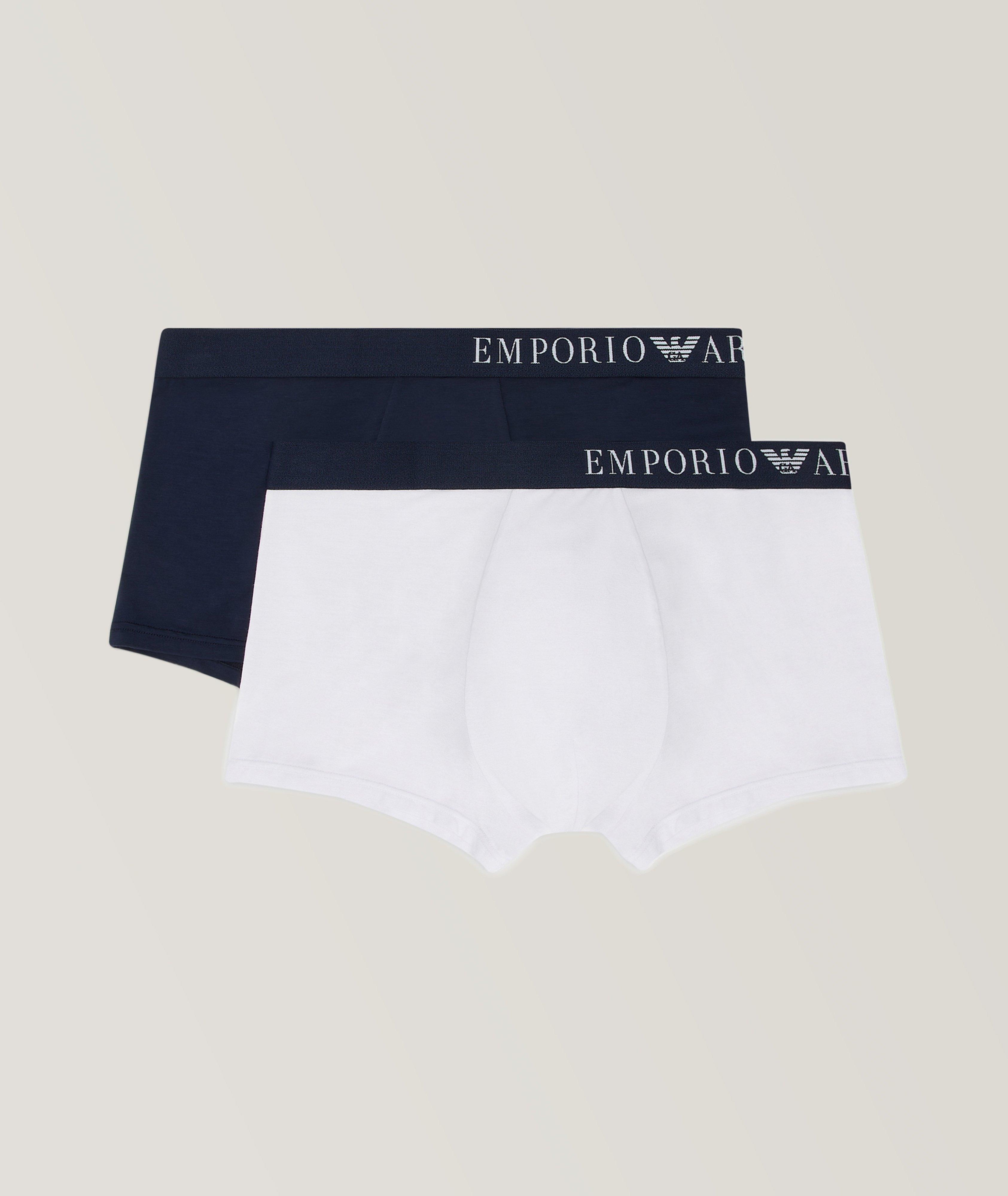 Two-Pack Tonal Logo Band Stretch-Cotton Boxer Briefs image 0