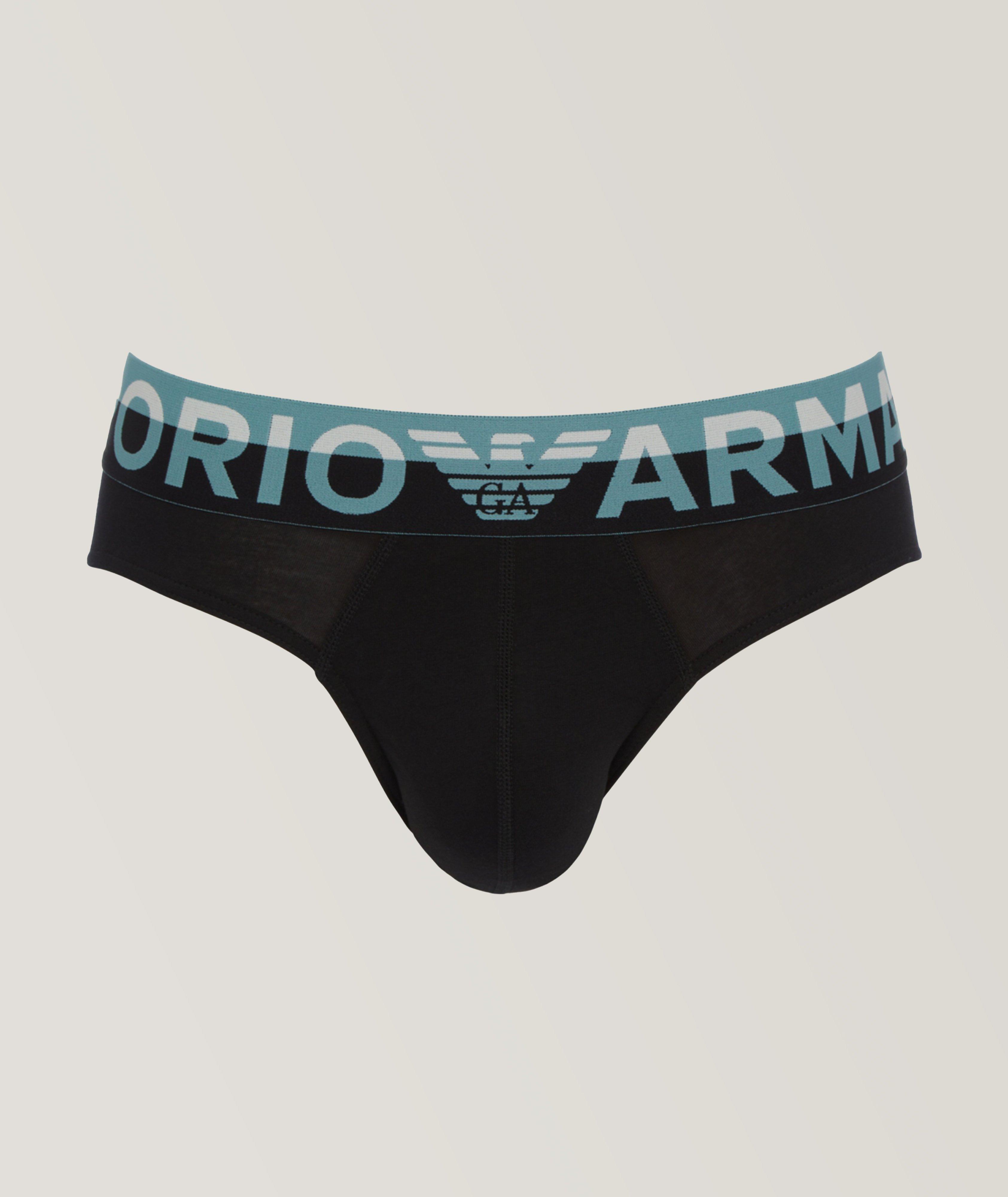 Emporio Armani Wordmark Stretch-Cotton Briefs, Underwear