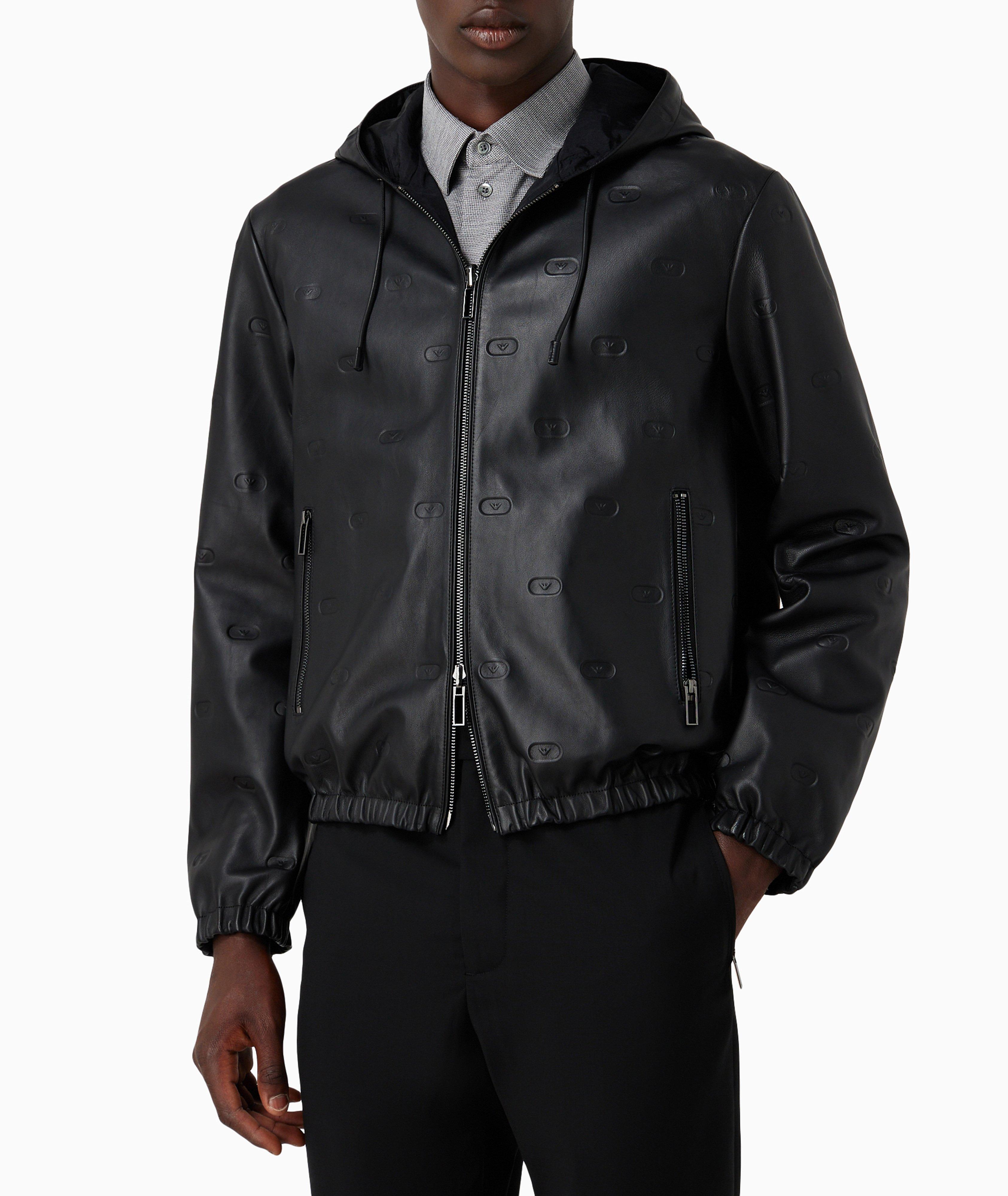 Embossed Logo Reversible Leather Jacket image 1