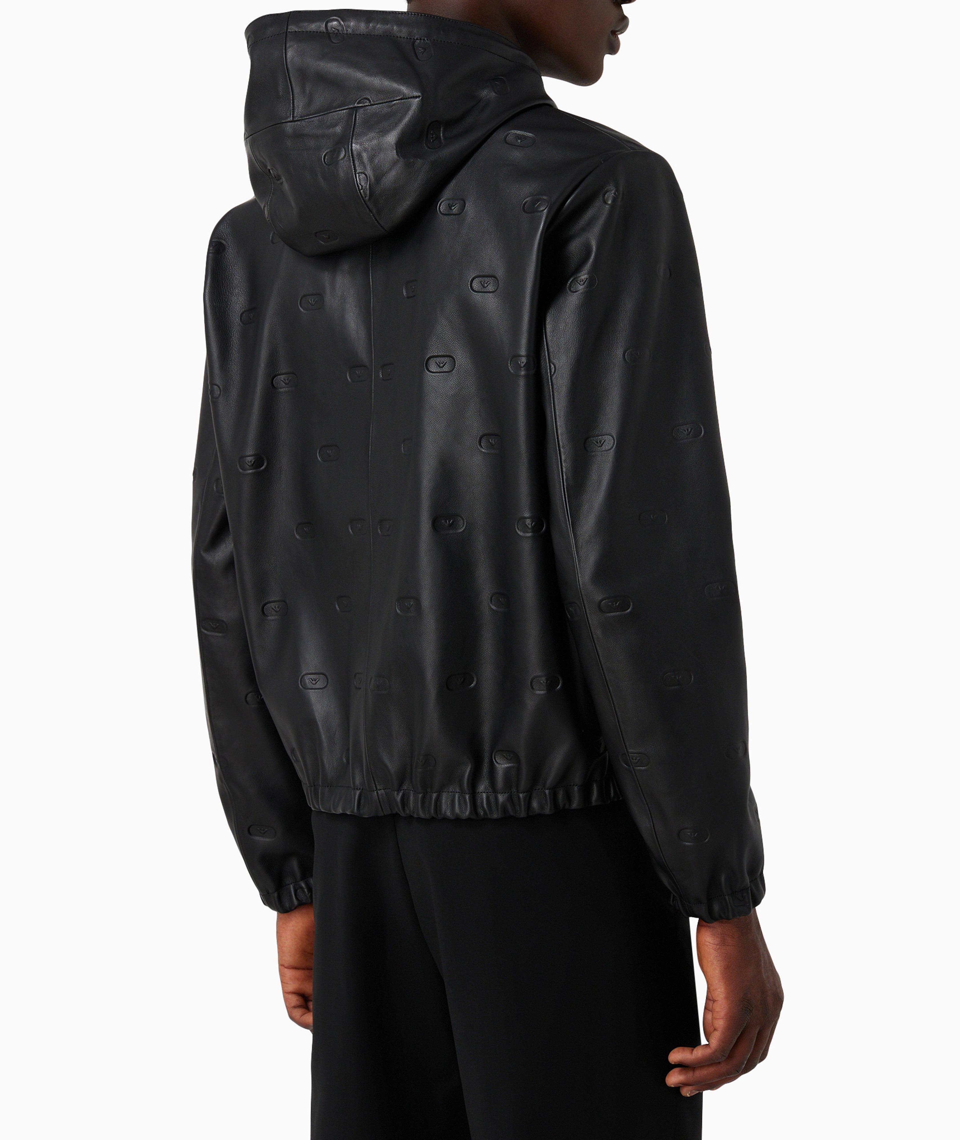 Embossed Logo Reversible Leather Jacket image 2
