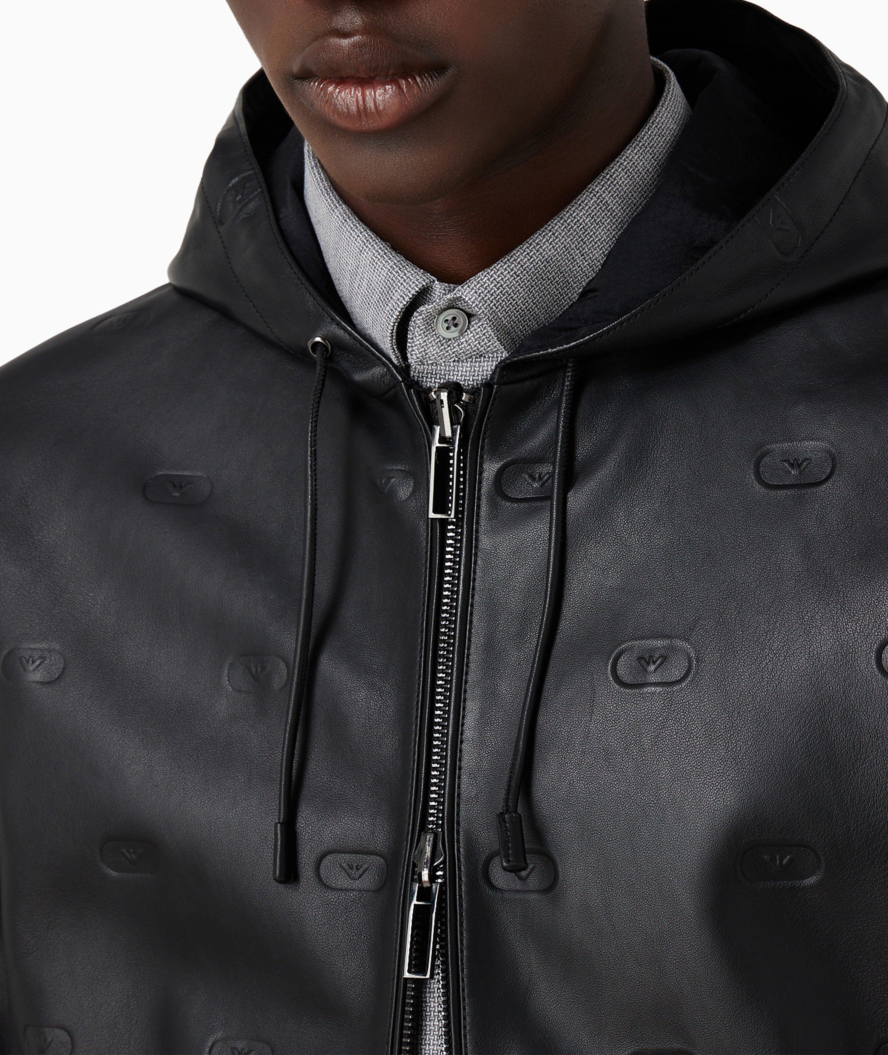 Embossed Logo Reversible Leather Jacket image 3