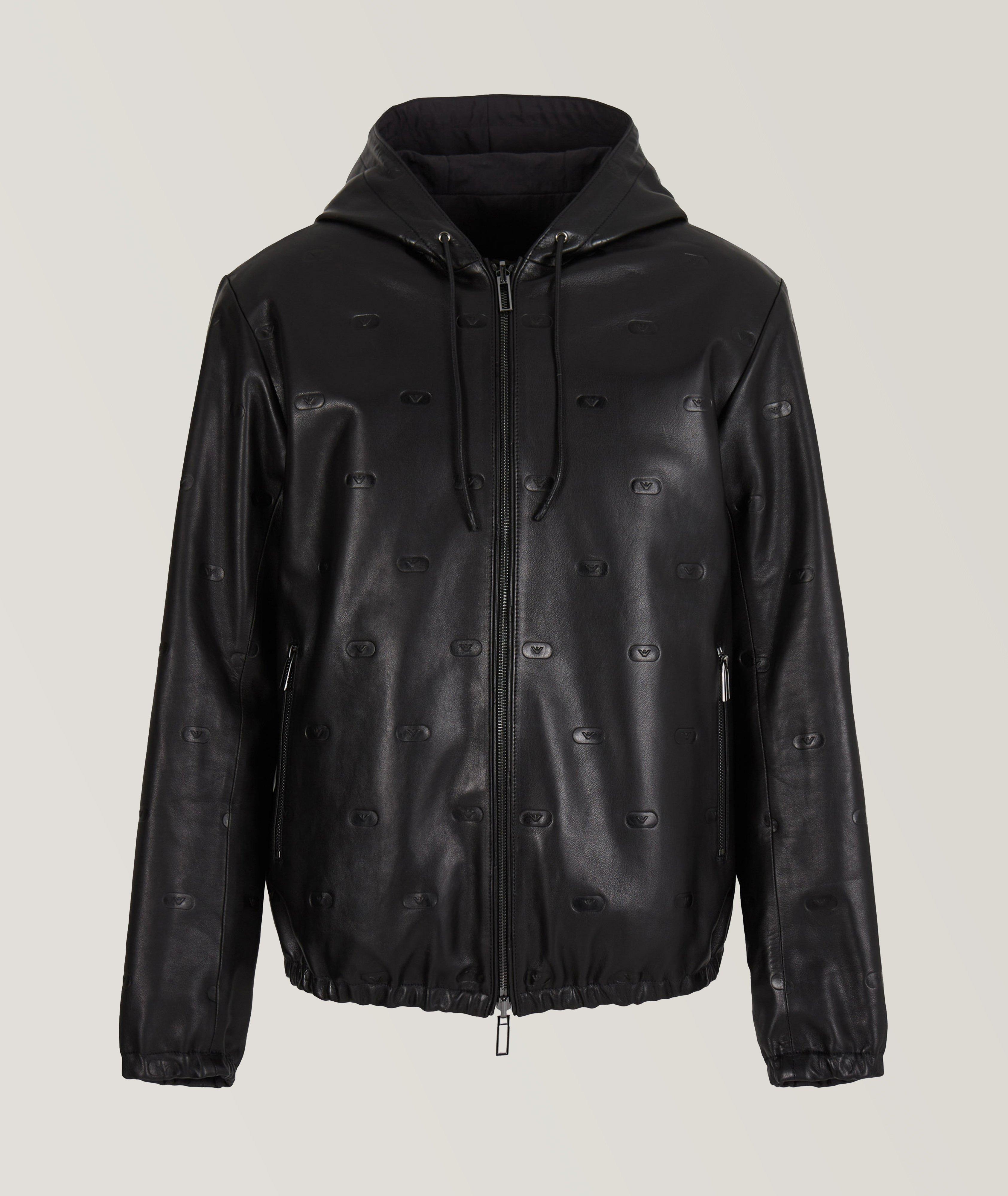 Embossed Logo Reversible Leather Jacket image 0