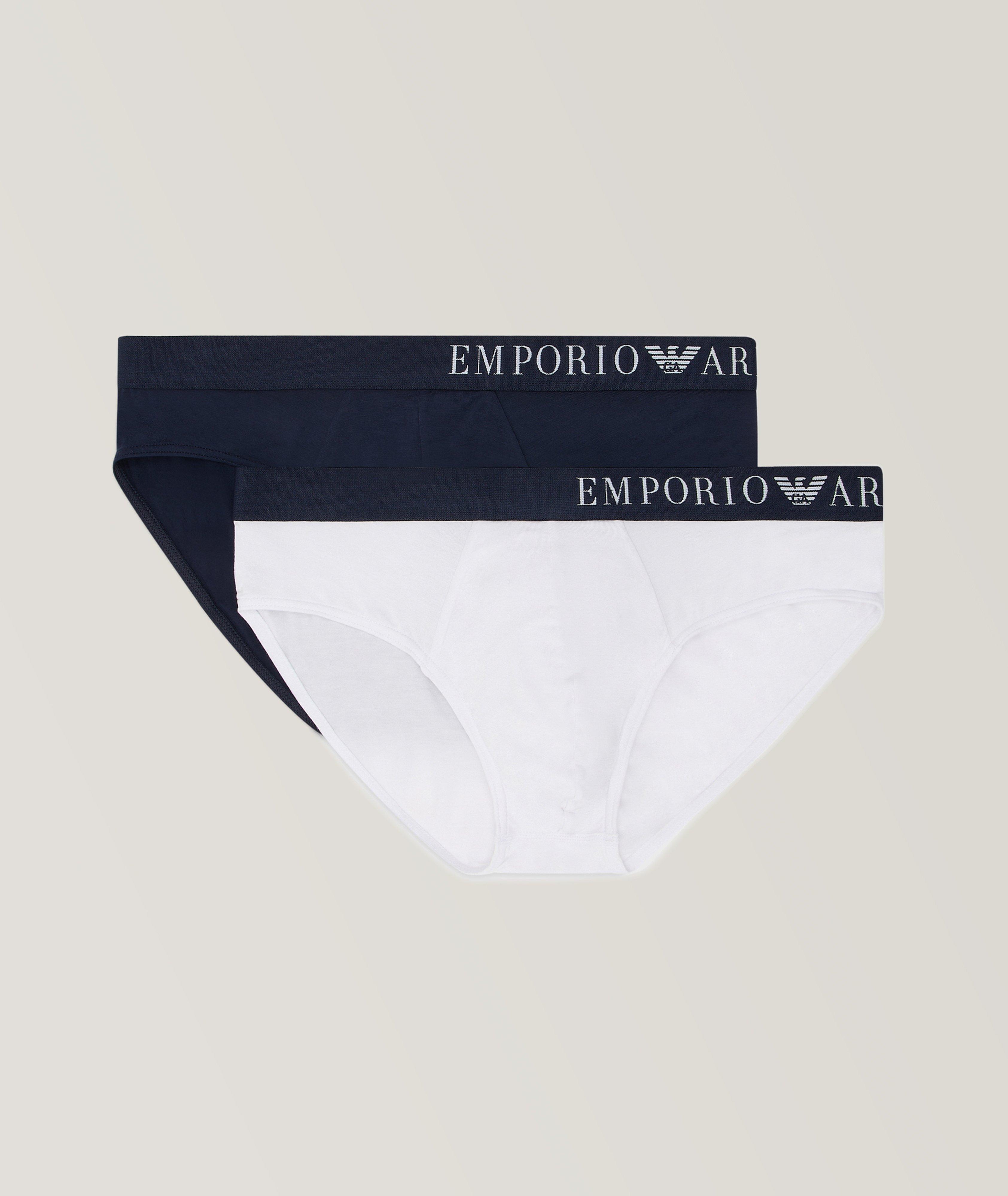 Two-Pack Logo Band Stretch-Cotton Briefs image 0