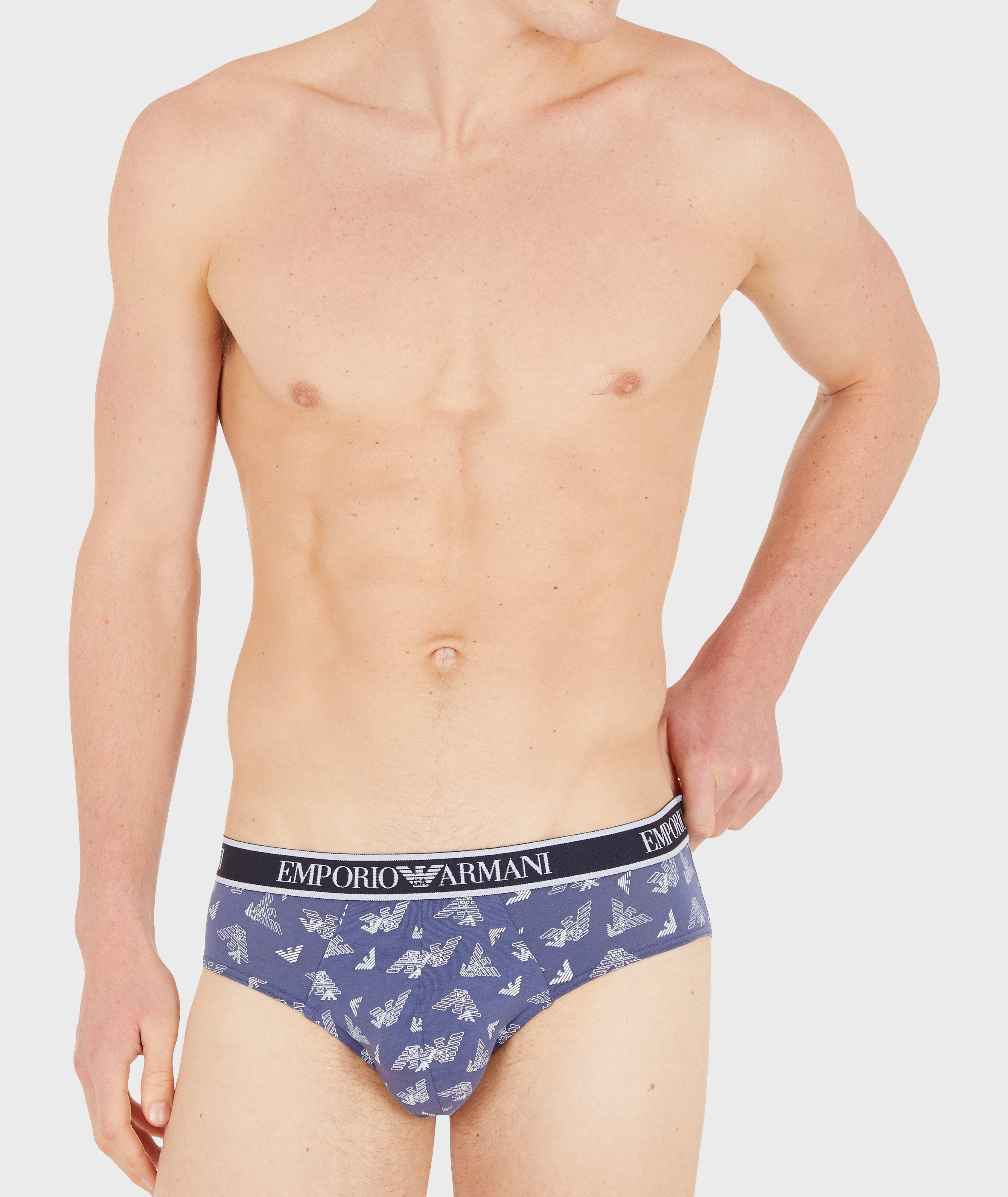 Three-Pack Logo Band Stretch-Cotton Briefs image 1