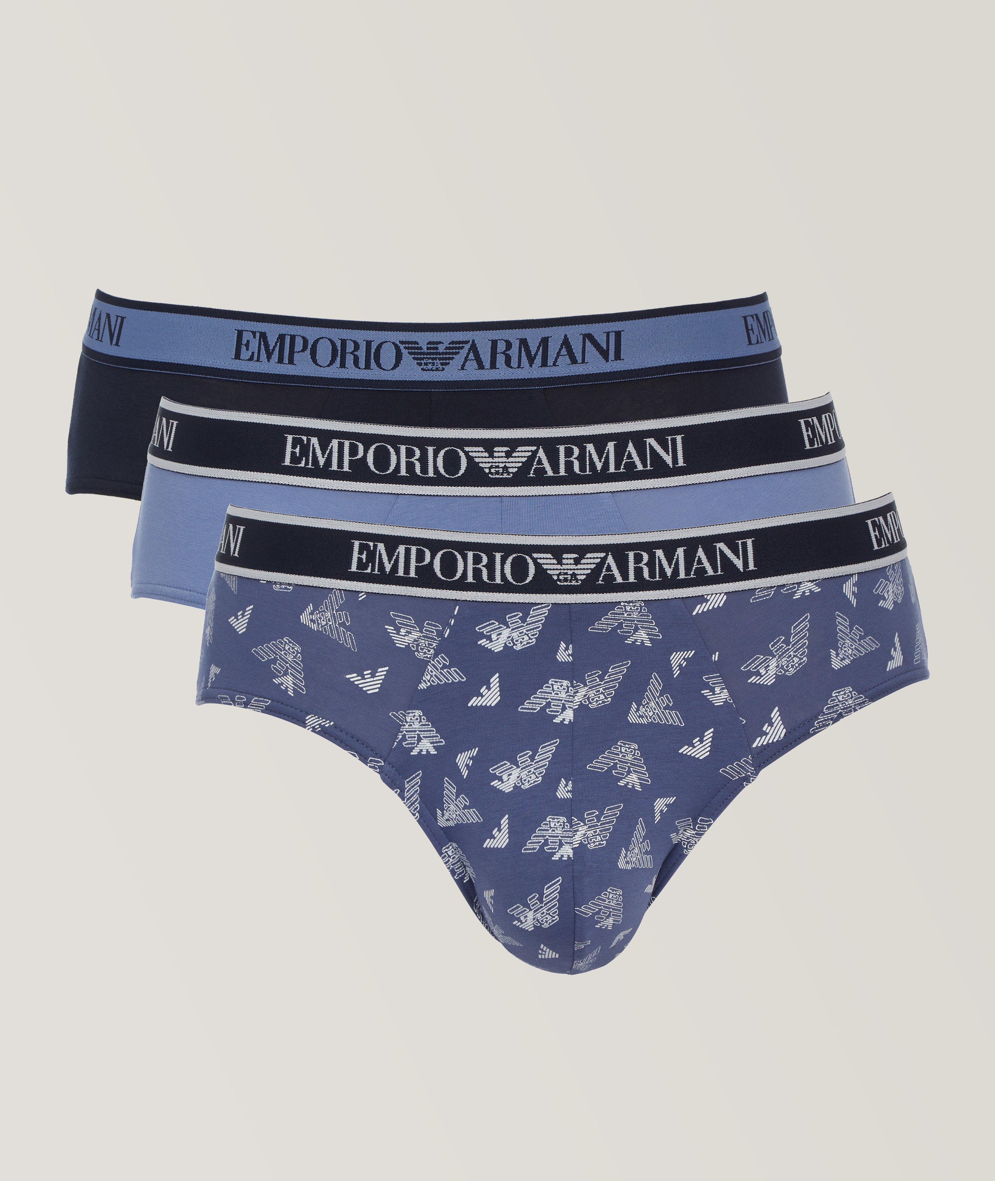 Three-Pack Logo Band Stretch-Cotton Briefs image 0