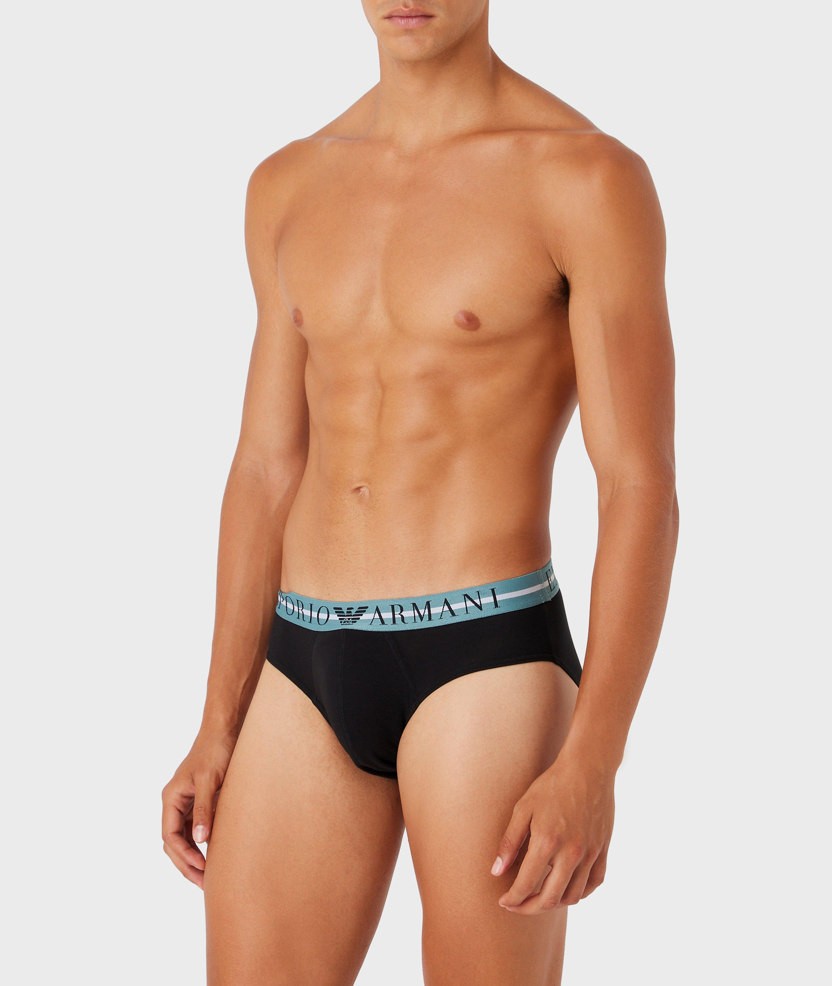 Emporio Armani Three-Pack Logo Band Stretch-Cotton Briefs