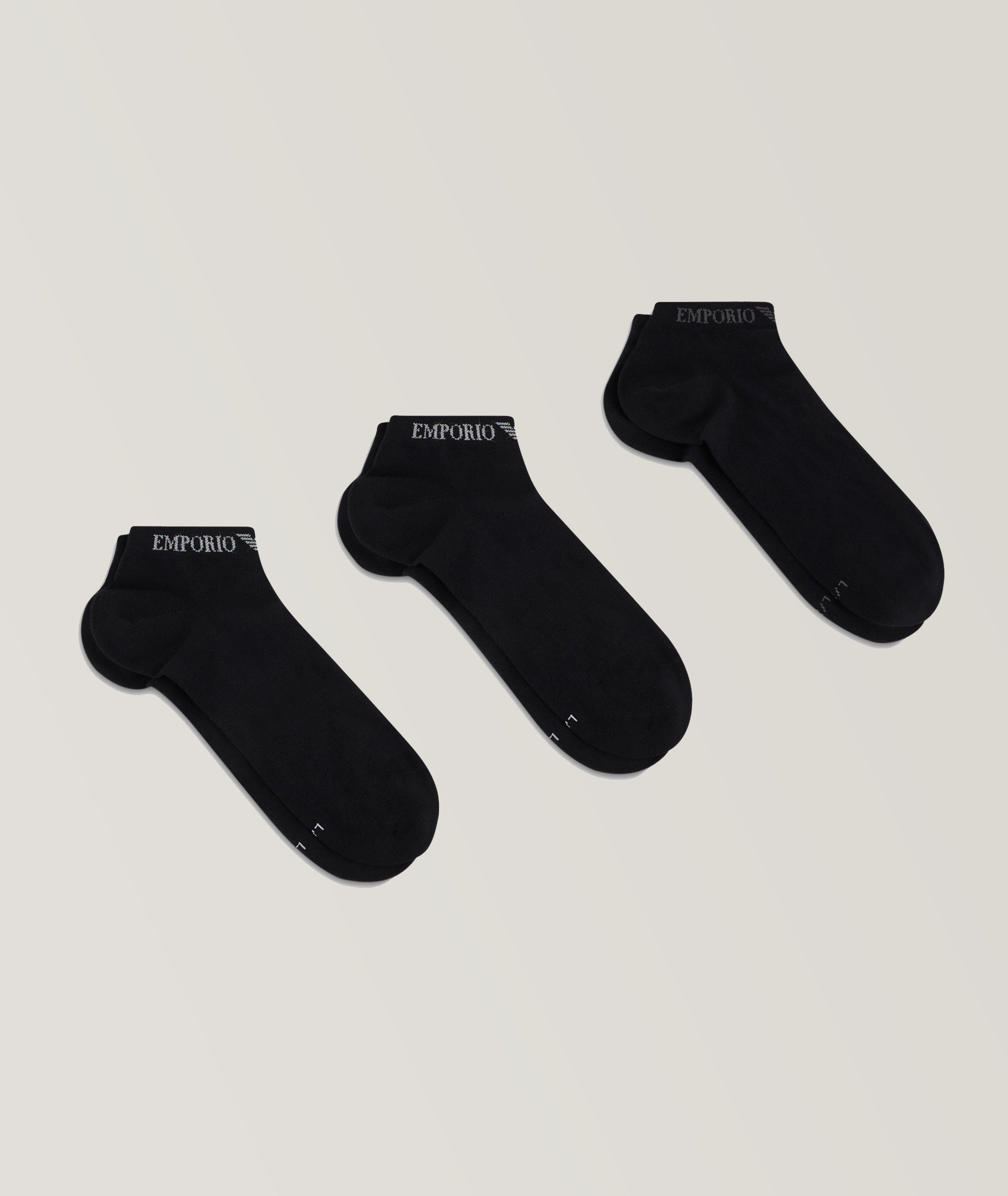 Three-Pack Jacquard Logo Cotton-Blend Socks image 0