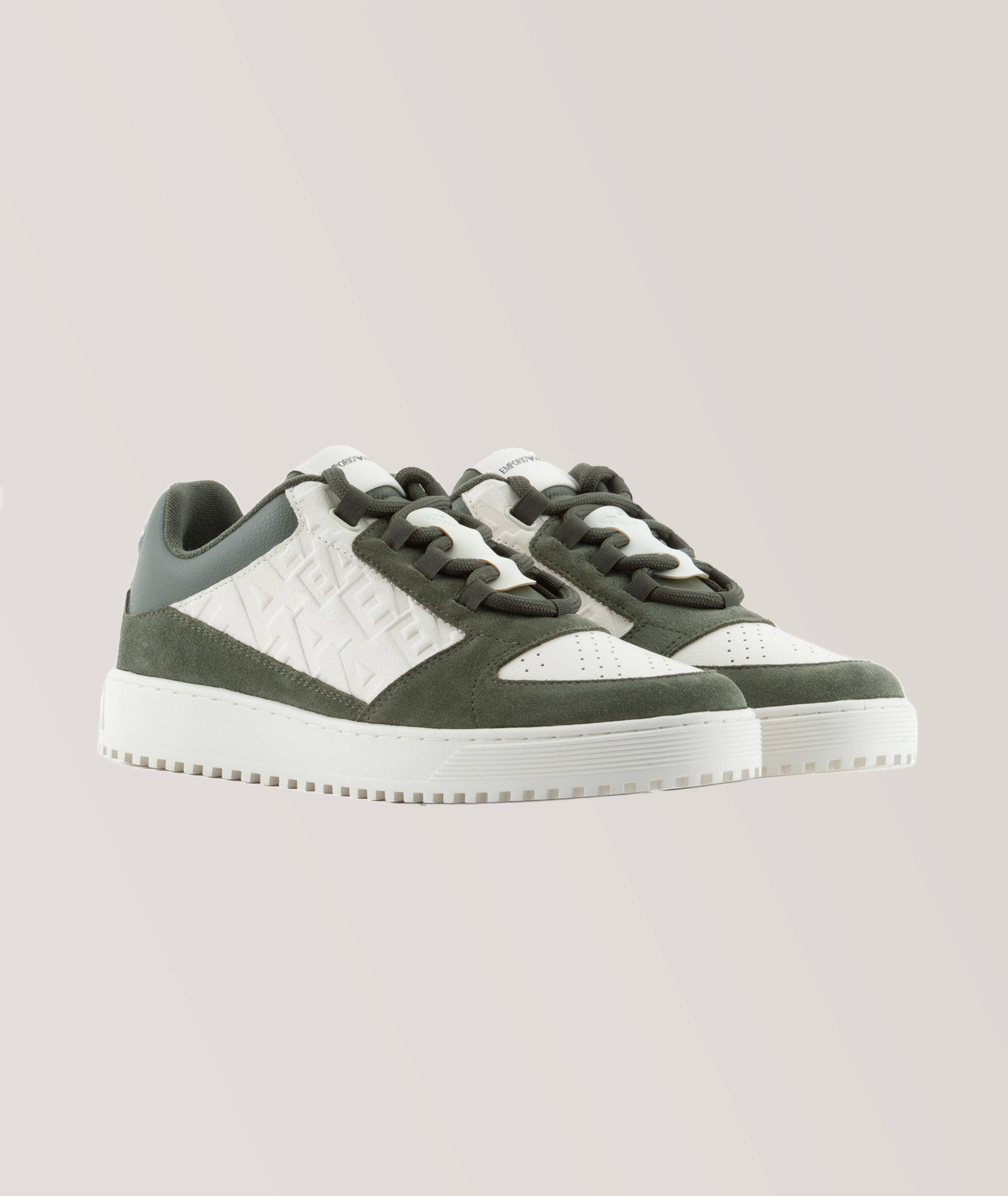 Emporio Armani Embossed Logo Leather Sneakers, Sneakers