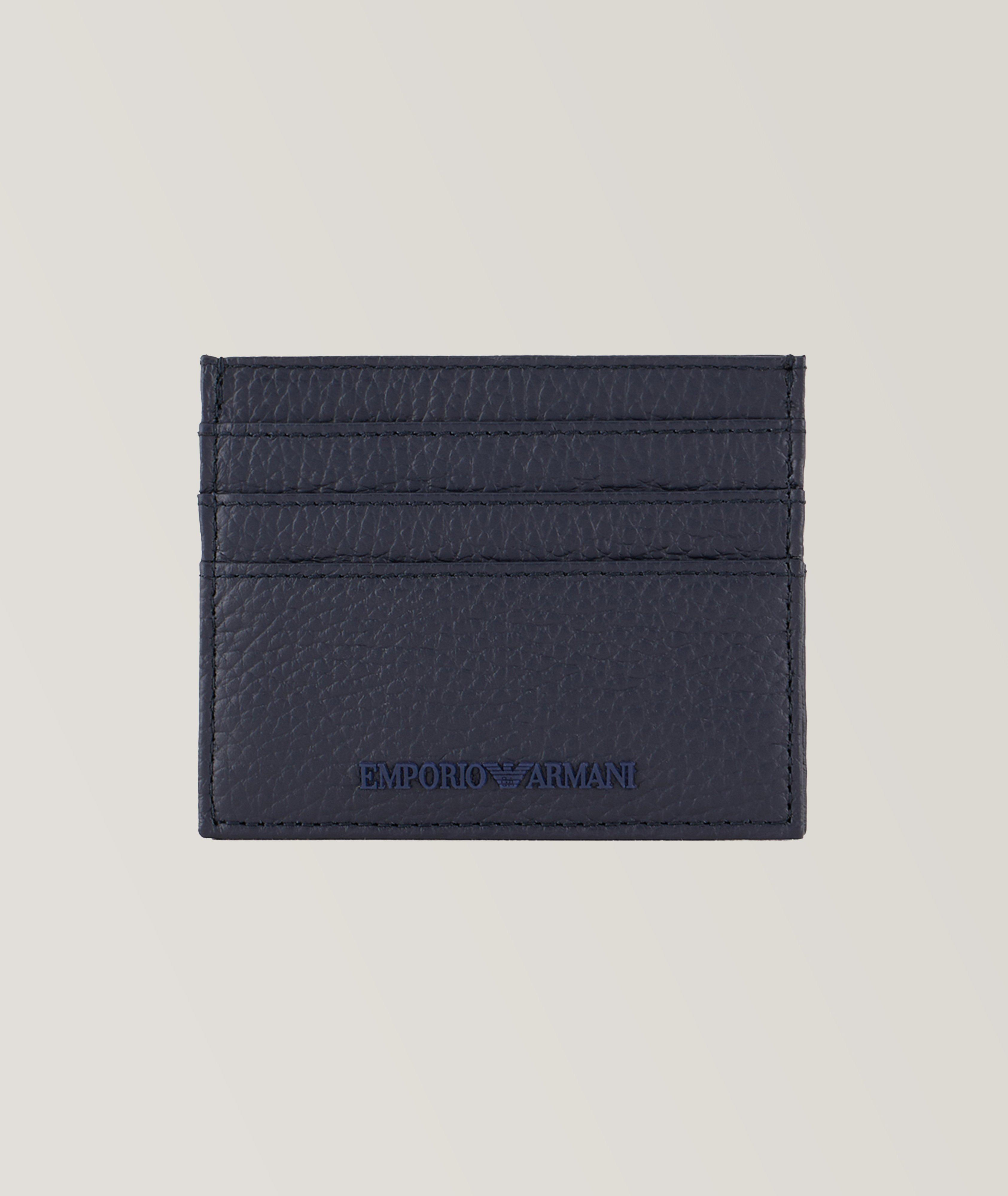 3D Logo Grained Leather Card Holder