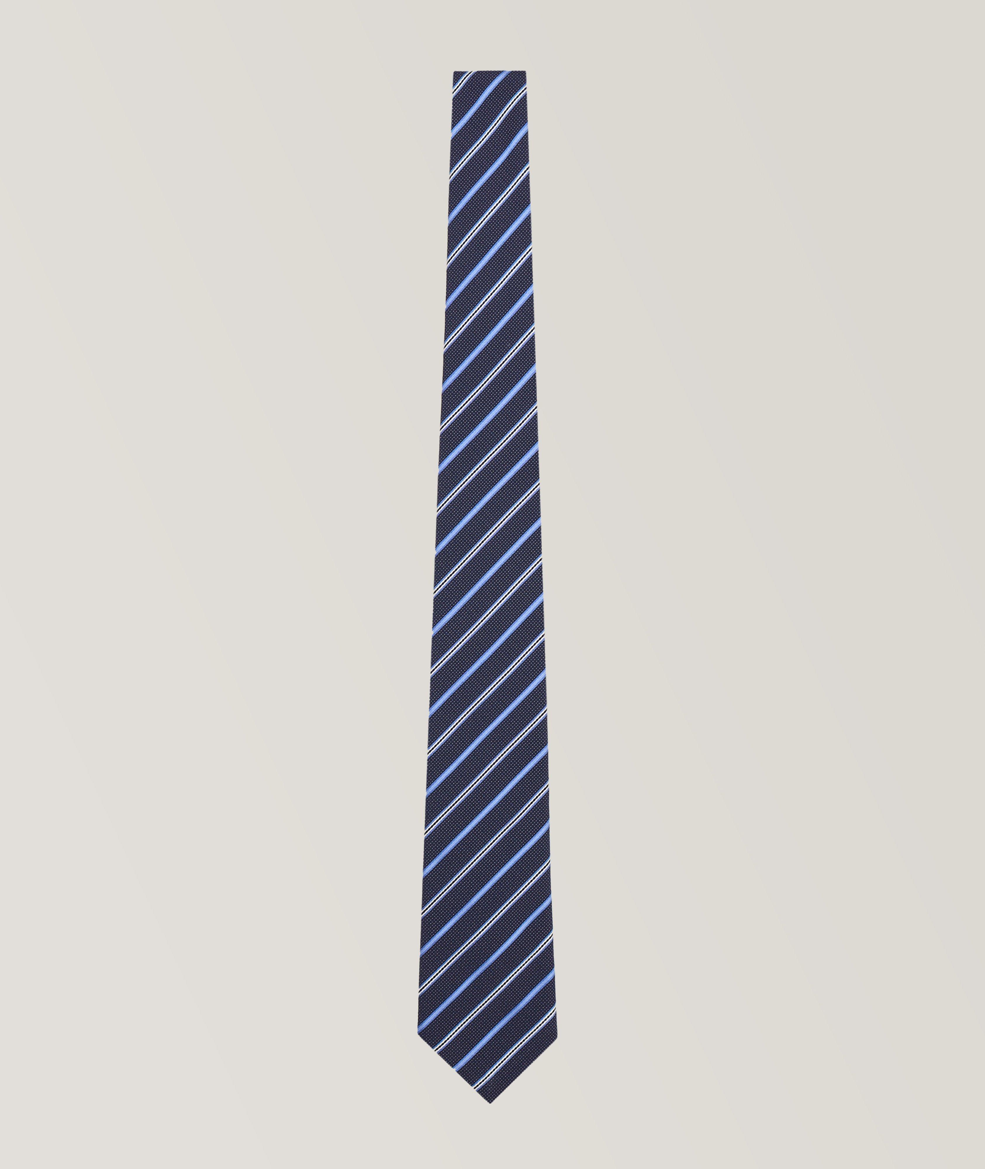 Striped Jacquard Silk Tie image 0