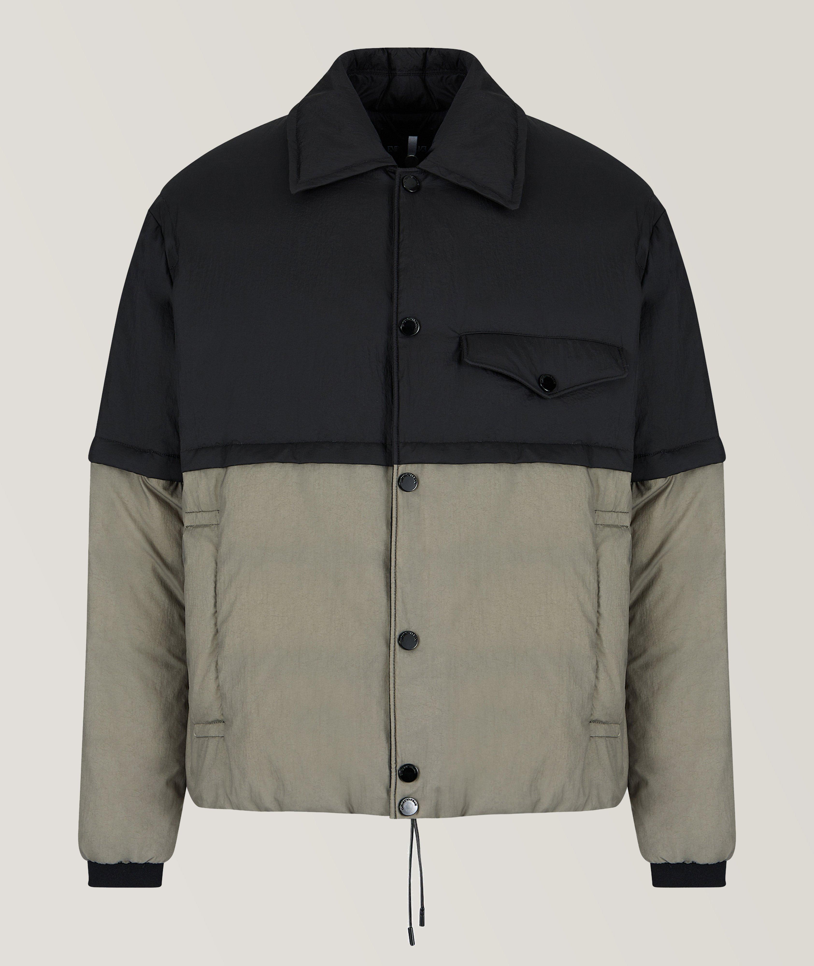 Manteau sectionné en tissu technique et en duvet image 0