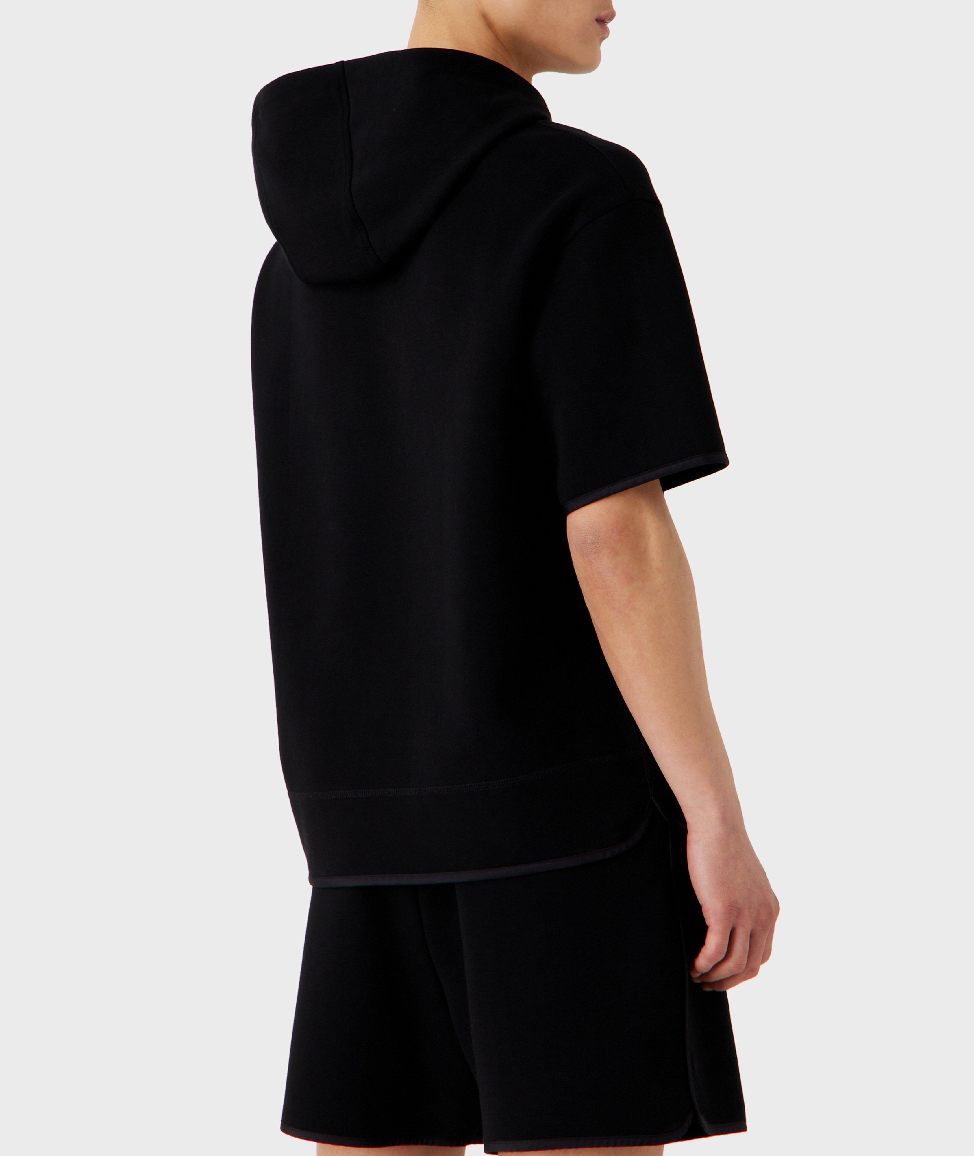 Short-Sleeve Cotton Blend Hooded Sweater image 2