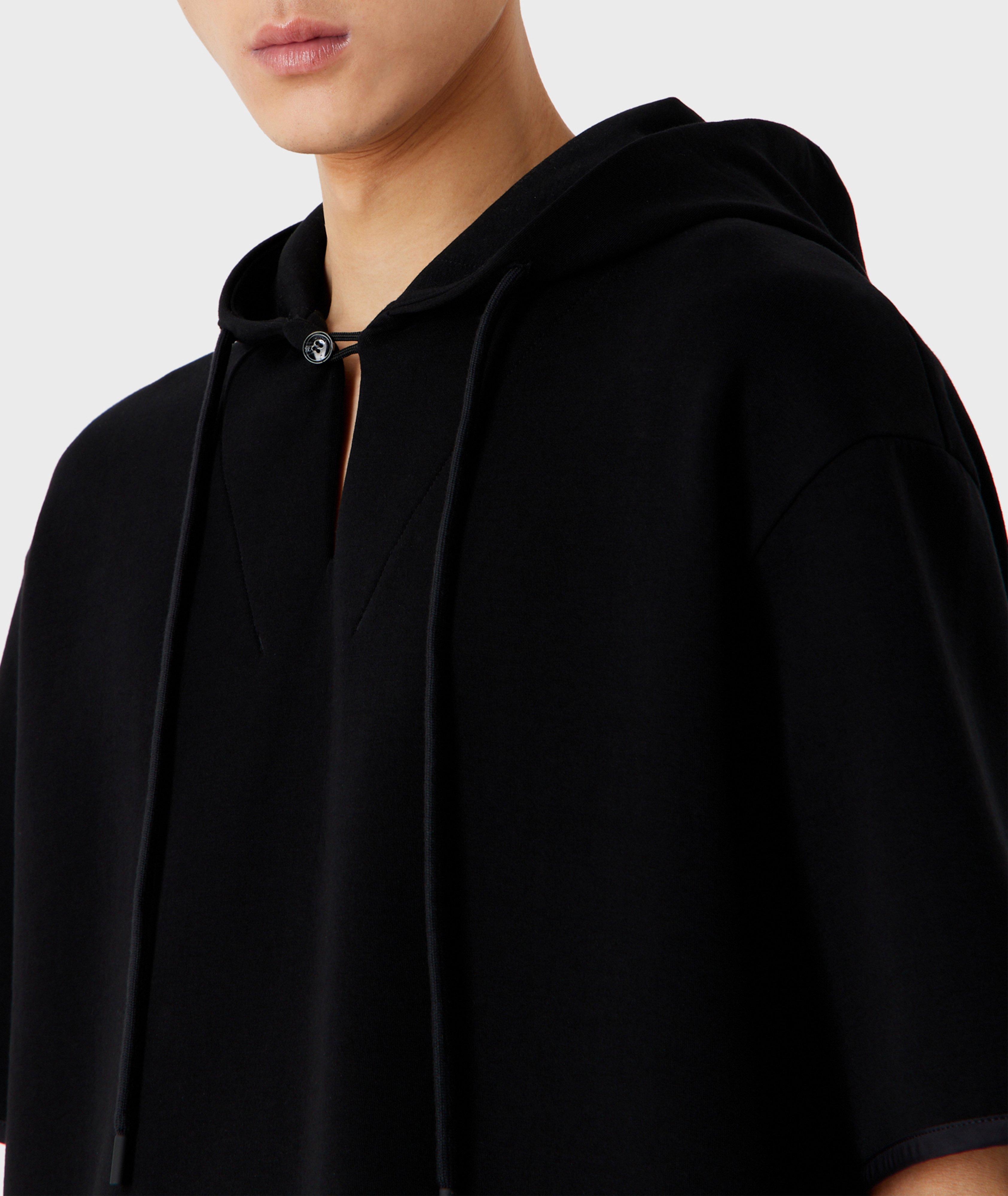 Short-Sleeve Cotton Blend Hooded Sweater image 3