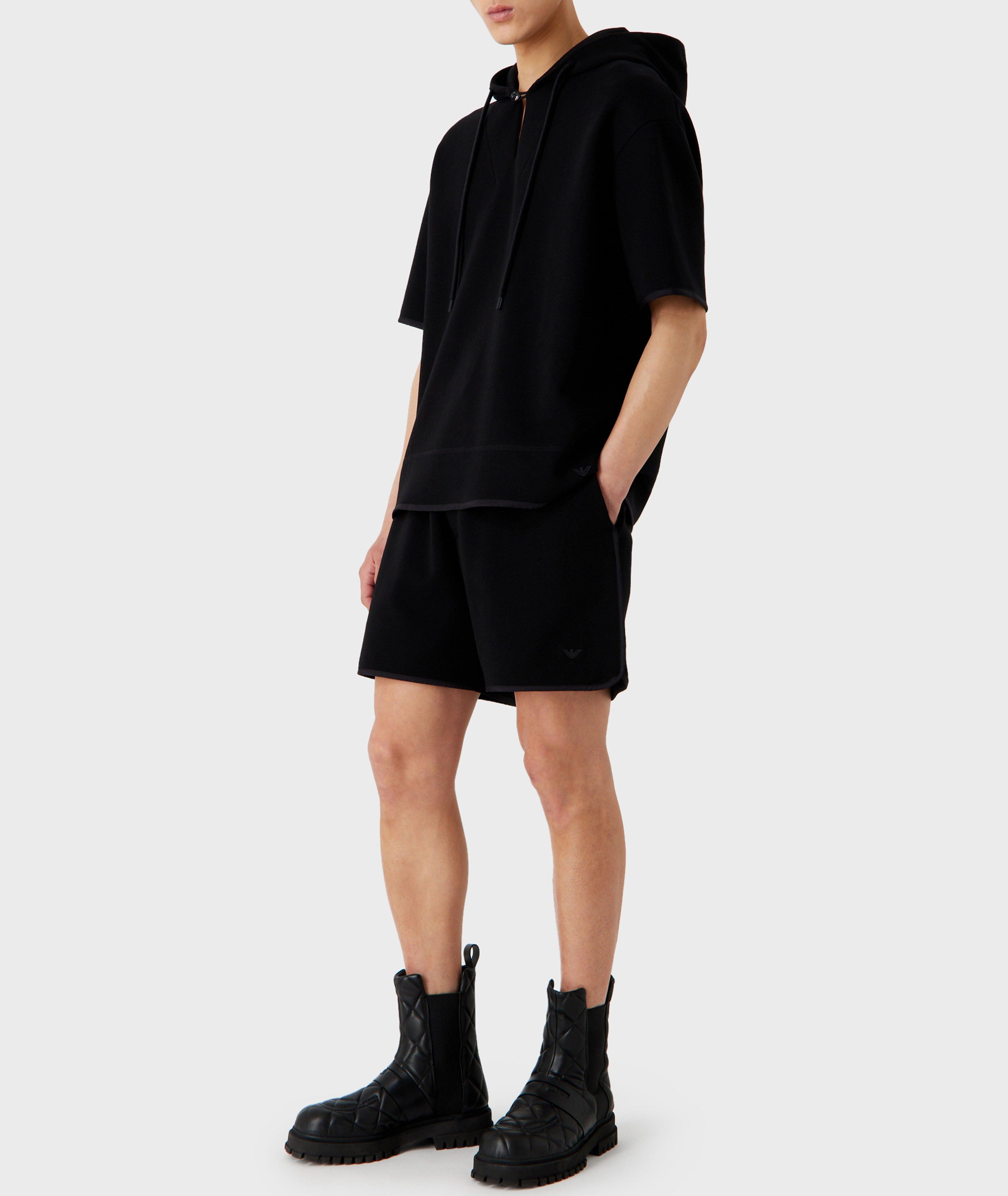 Short-Sleeve Cotton Blend Hooded Sweater image 4