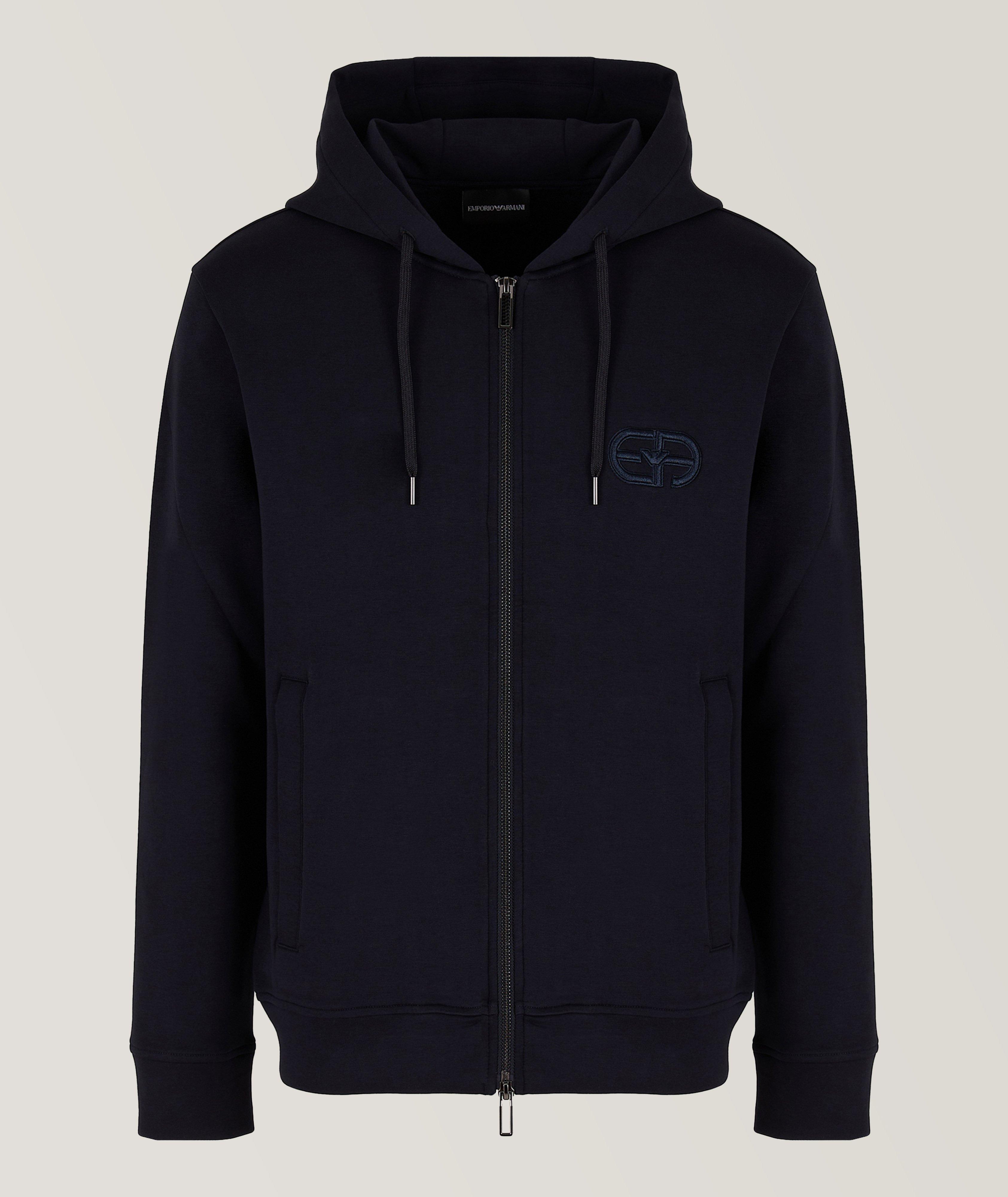 Full-Zip Double Jersey Hooded Sweater image 0