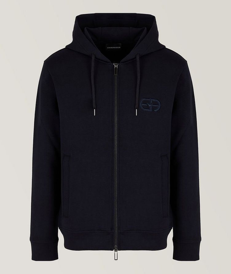 Full-Zip Double Jersey Hooded Sweater image 0