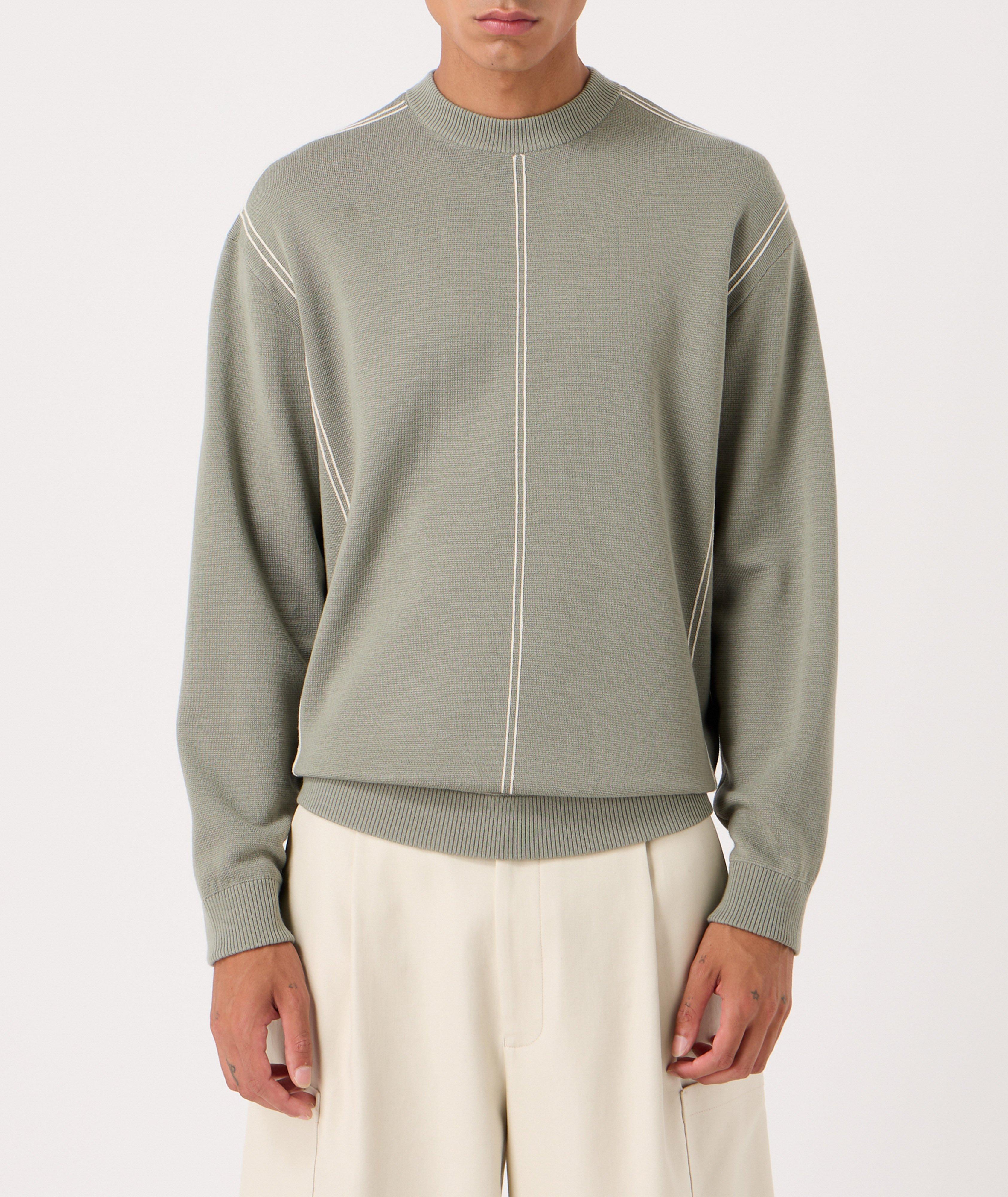Vertical Stripe Acrylic-Virgin Wool Blend Sweater image 1
