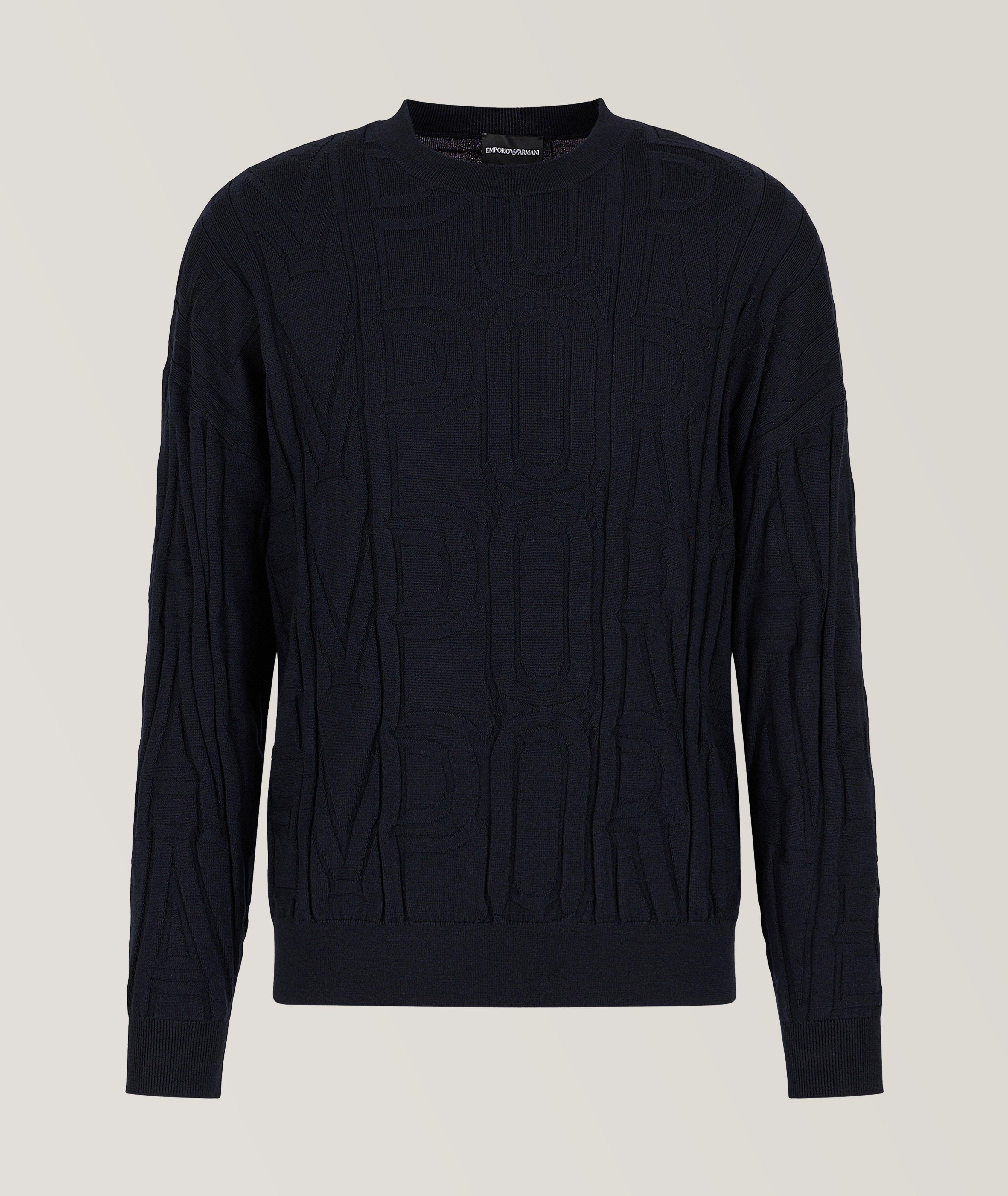 Emporio Armani Embossed Logo Virgin Wool Sweater Sweaters