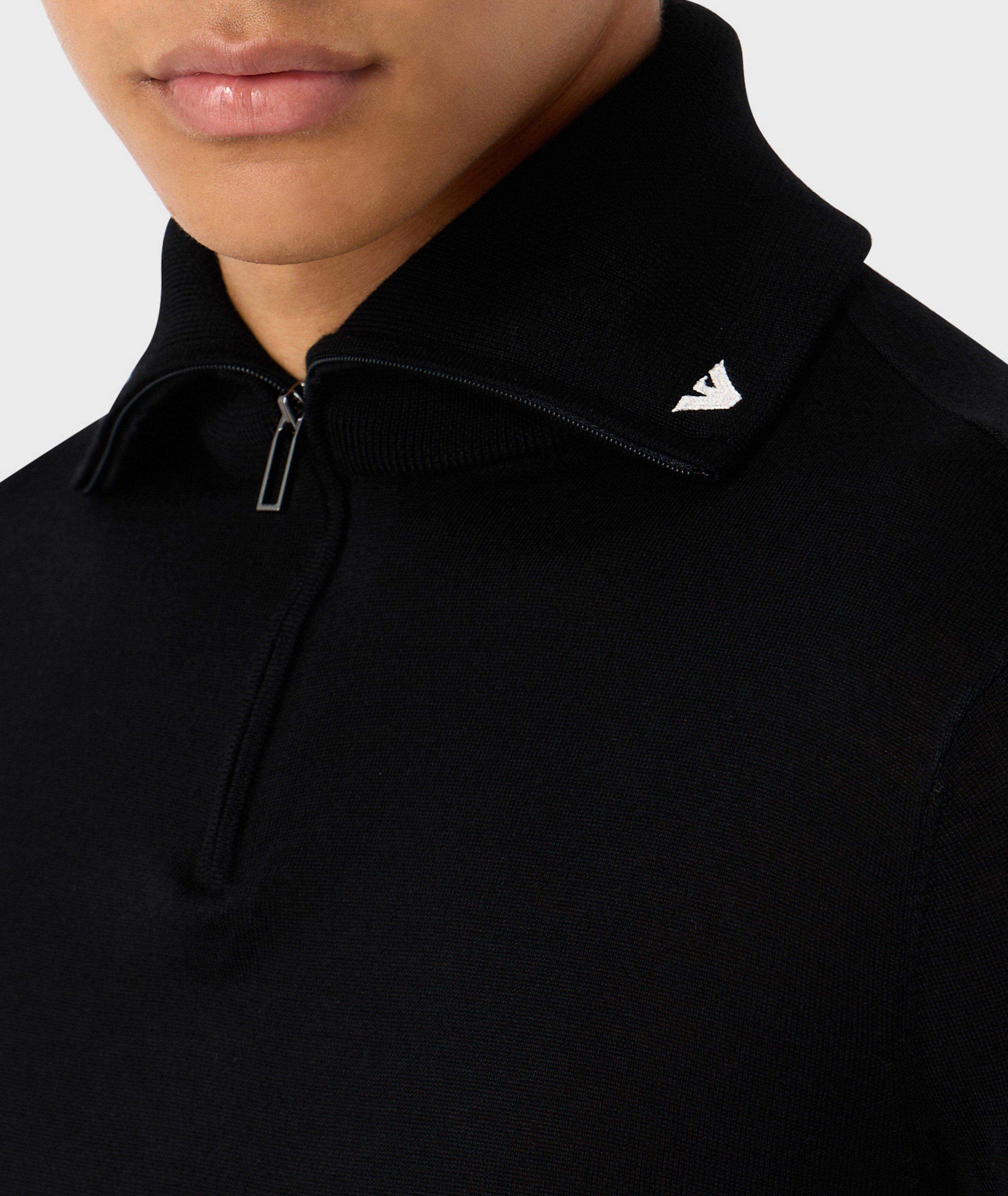 Embroidered Logo Quarter-Zip Sweater image 3